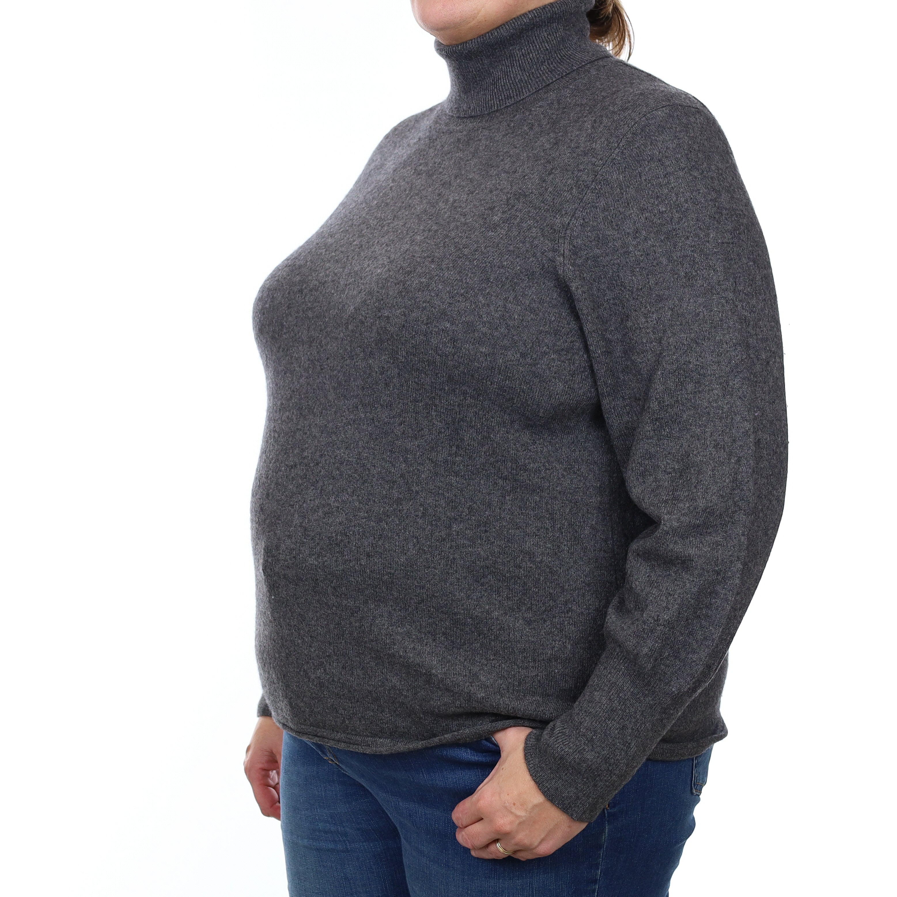 Slate Grey Cashmere Polo Neck Jumper Extra Extra Large