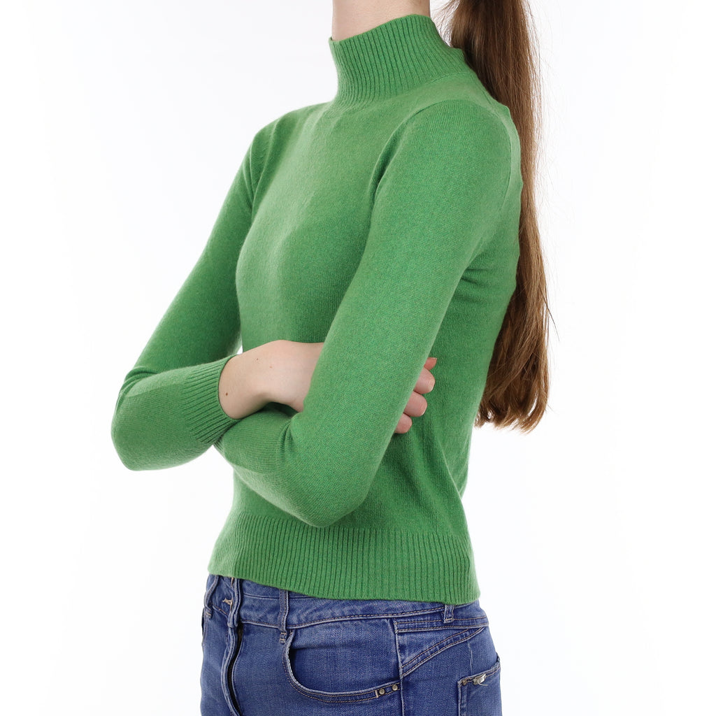 Jade Green Cashmere Turtle Neck Jumper Extra Small