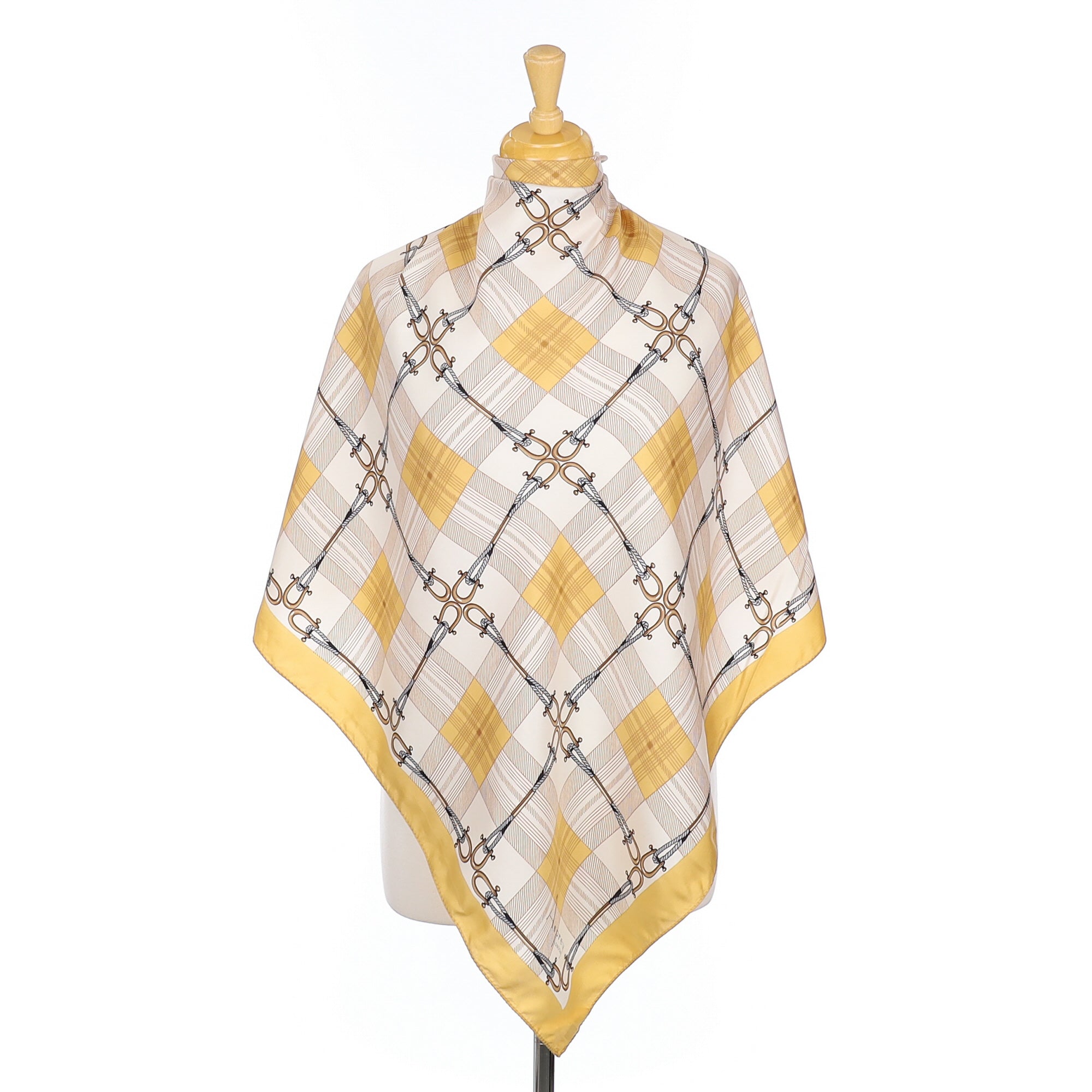 Asprey Cream Check Vintage Silk Scarf