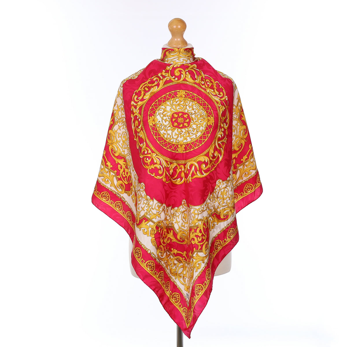 Enrico Coveri Rouge Pink Baroque Style Silk Scarf