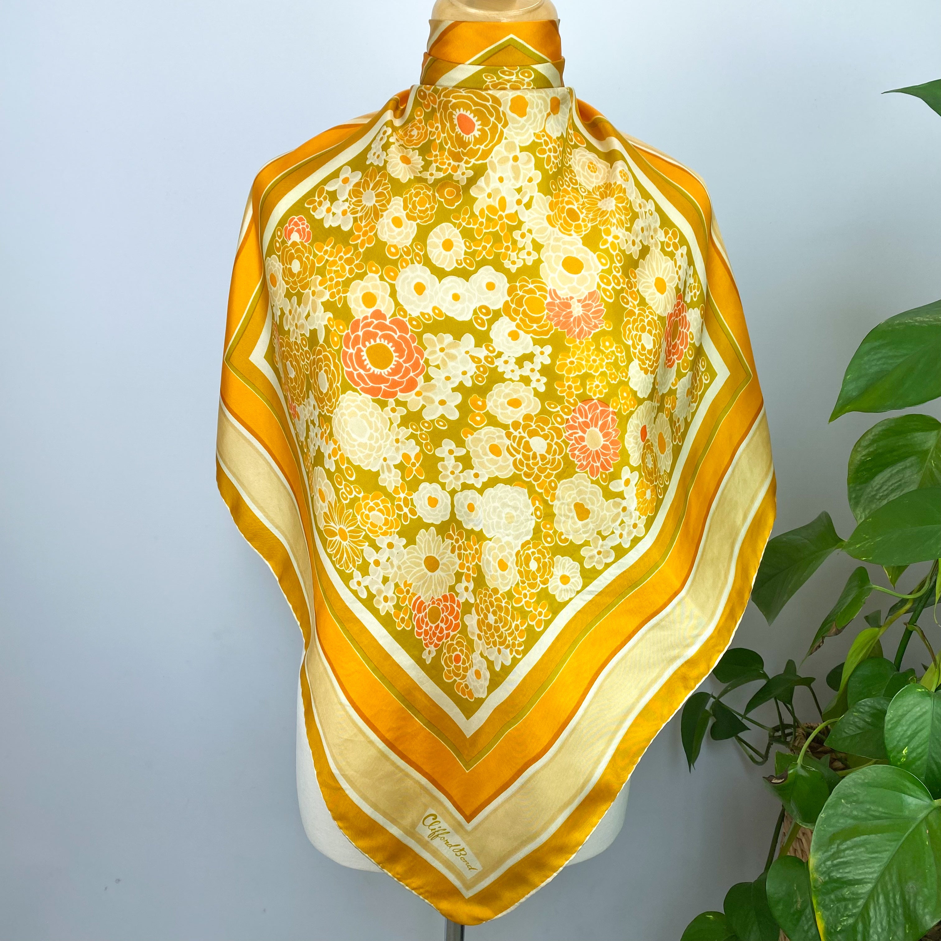 1960s Clifford Bond Vintage Silk Scarf
