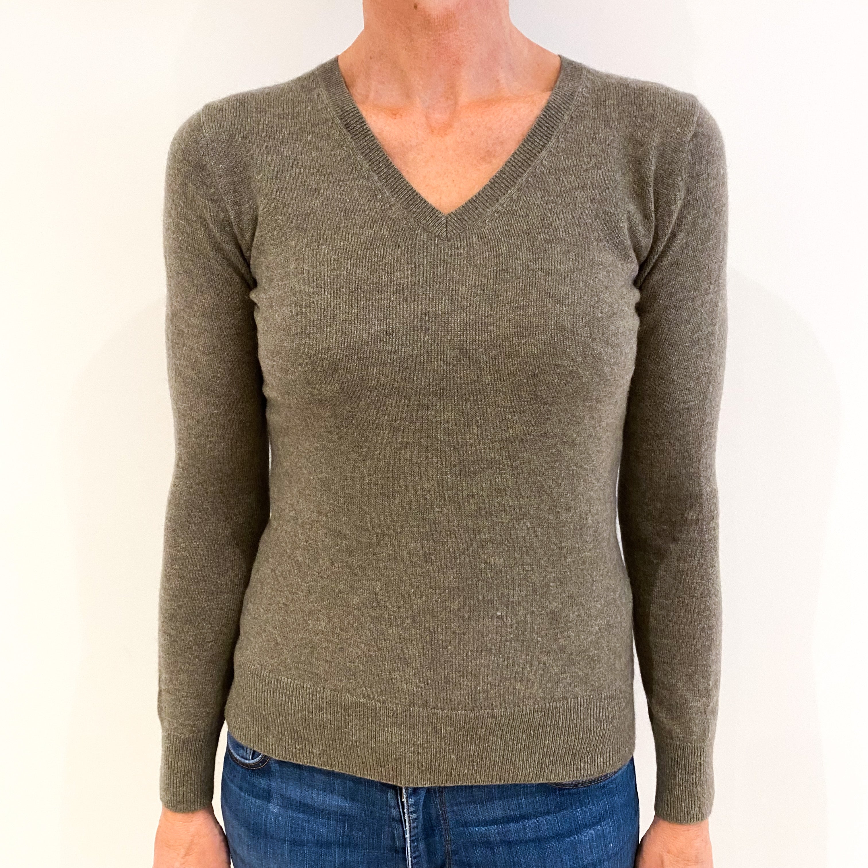 Donkey Brown Cashmere V-Neck Jumper Small