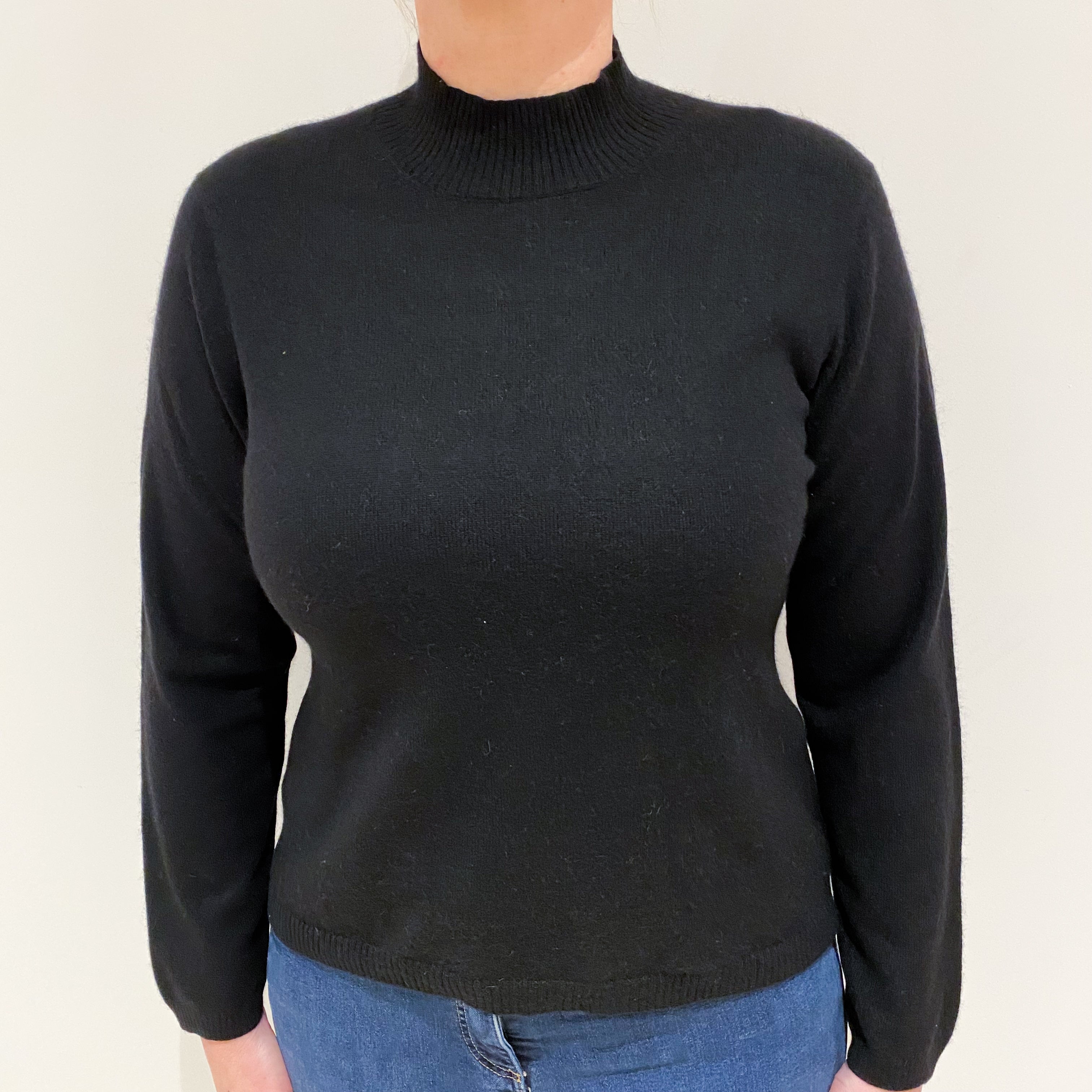 Black Cashmere Turtle Neck Jumper Large