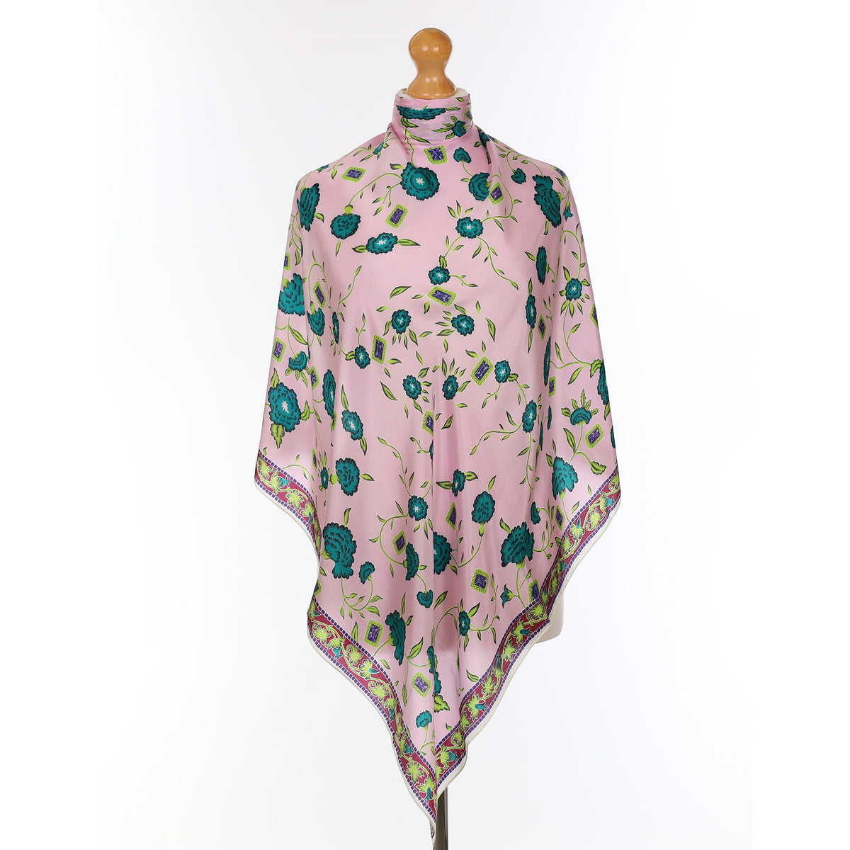 Cornelia James Pink and Green Floral Silk Scarf