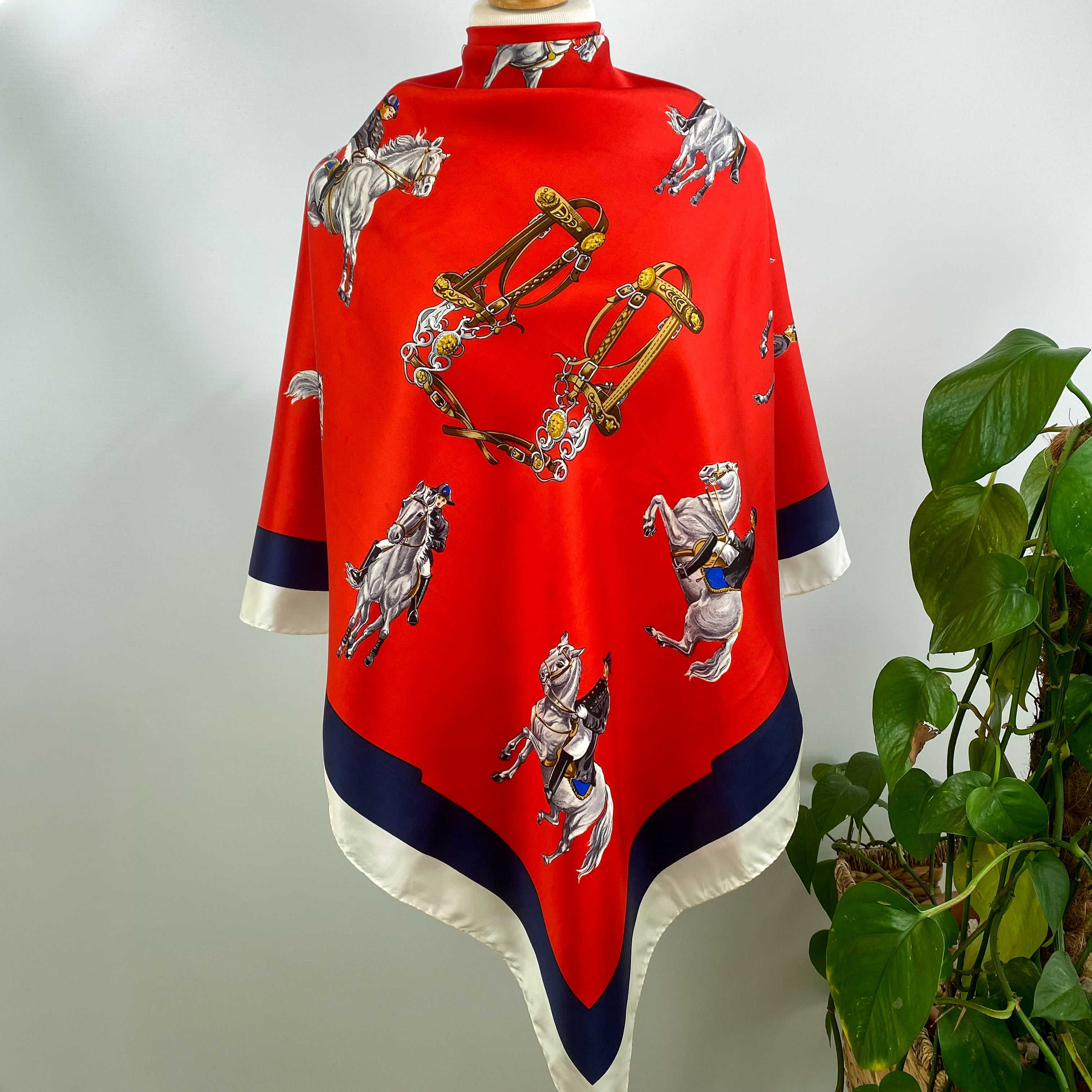 Philippe de Villiere Equestrian French Vintage Silk Scarf