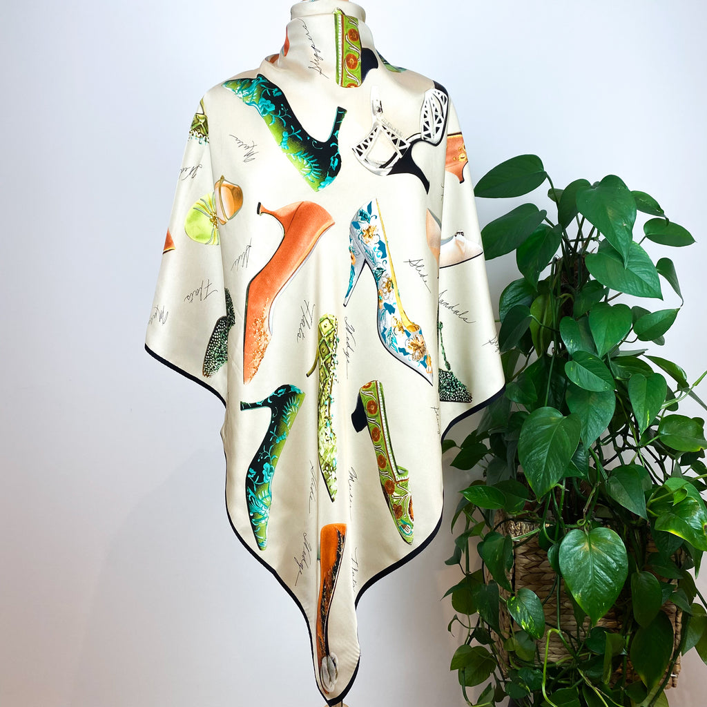 Shoe Pattern Silk Twill Scarf