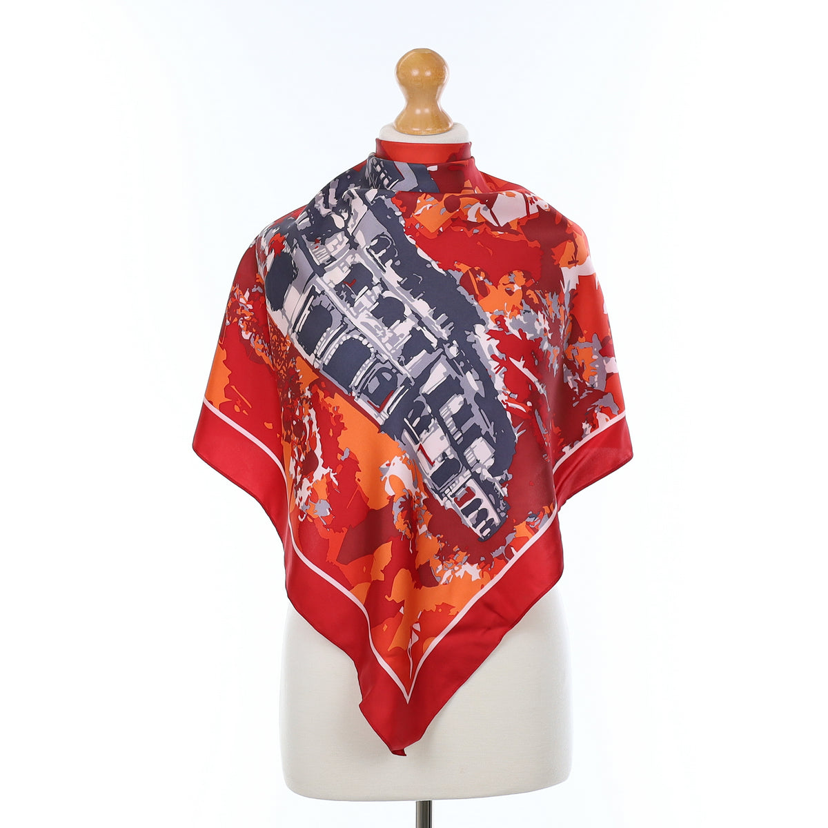 Vibrant Building Scape Silk Scarf