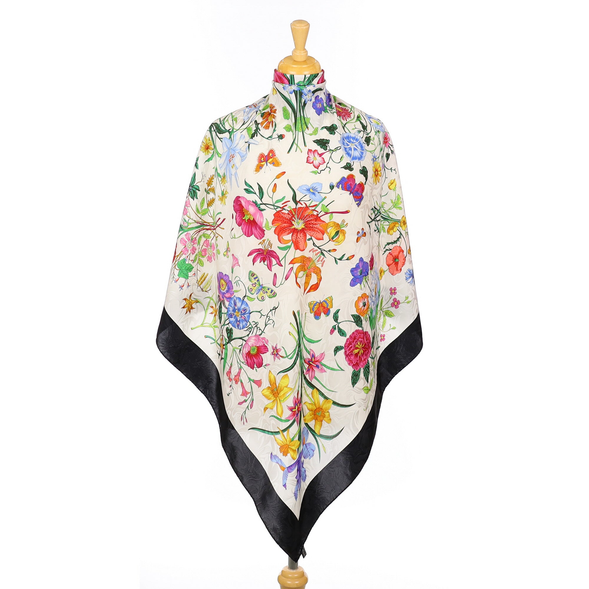 Italian Floral Butterfly Silk Scarf