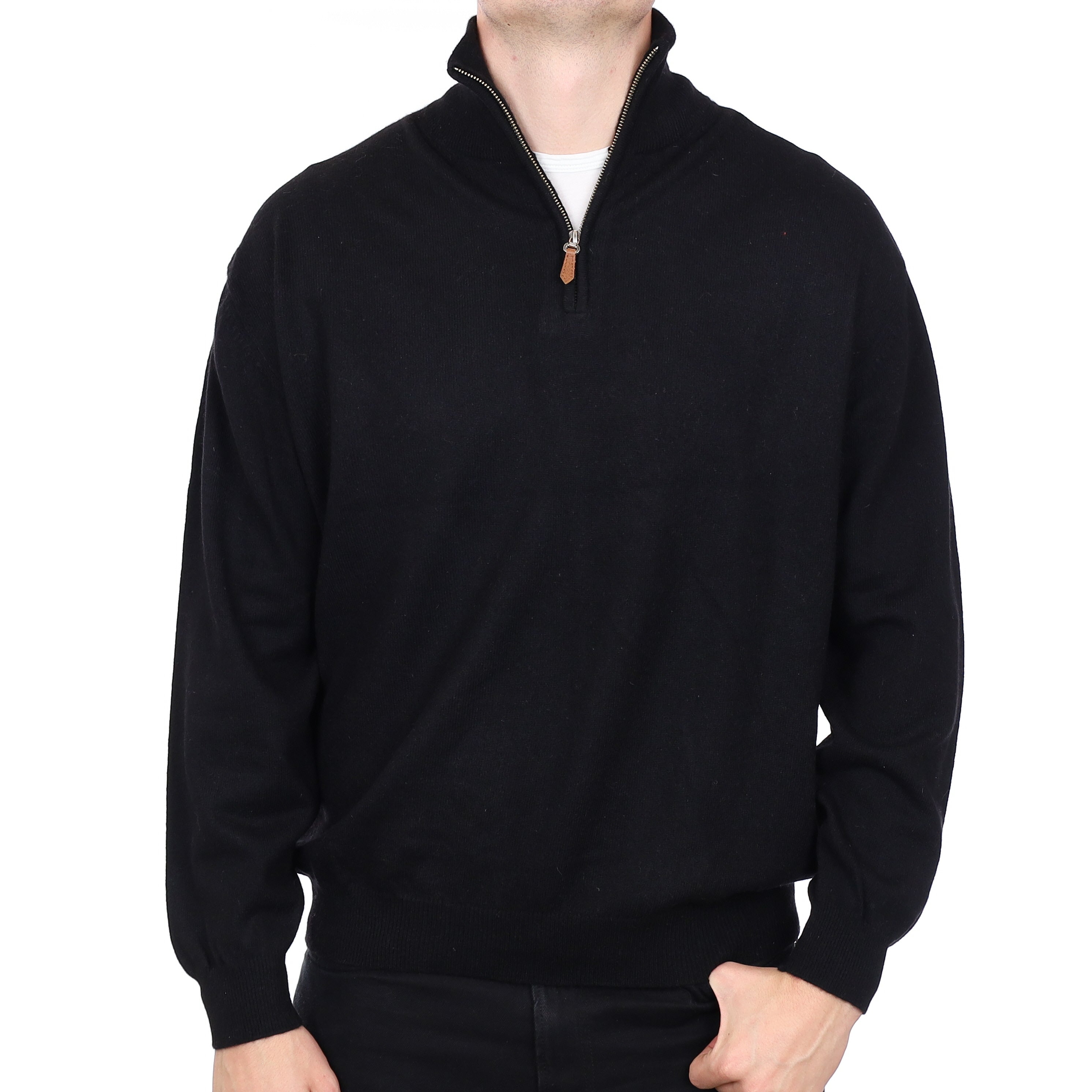 Men’s Black Cashmere 1/4 Zip Jumper XXL