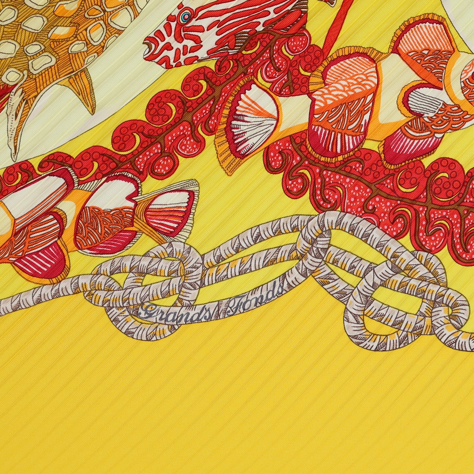 Brand New Boxed Hermès Grands Fonds Plisse Silk Scarf