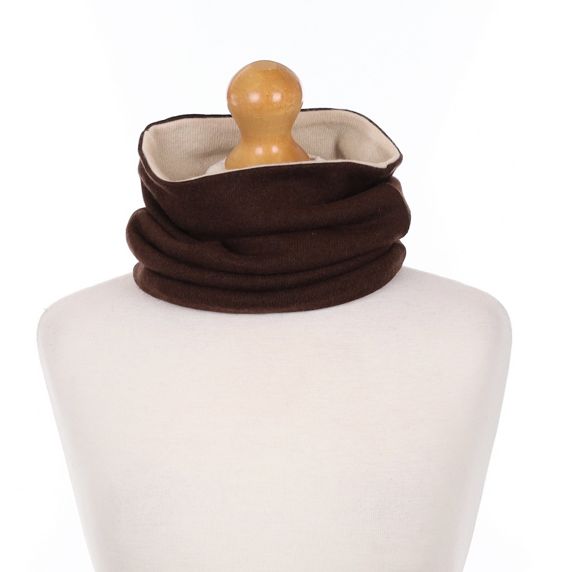 Chocolate and Sand Beige Luxury Double Layered Snood