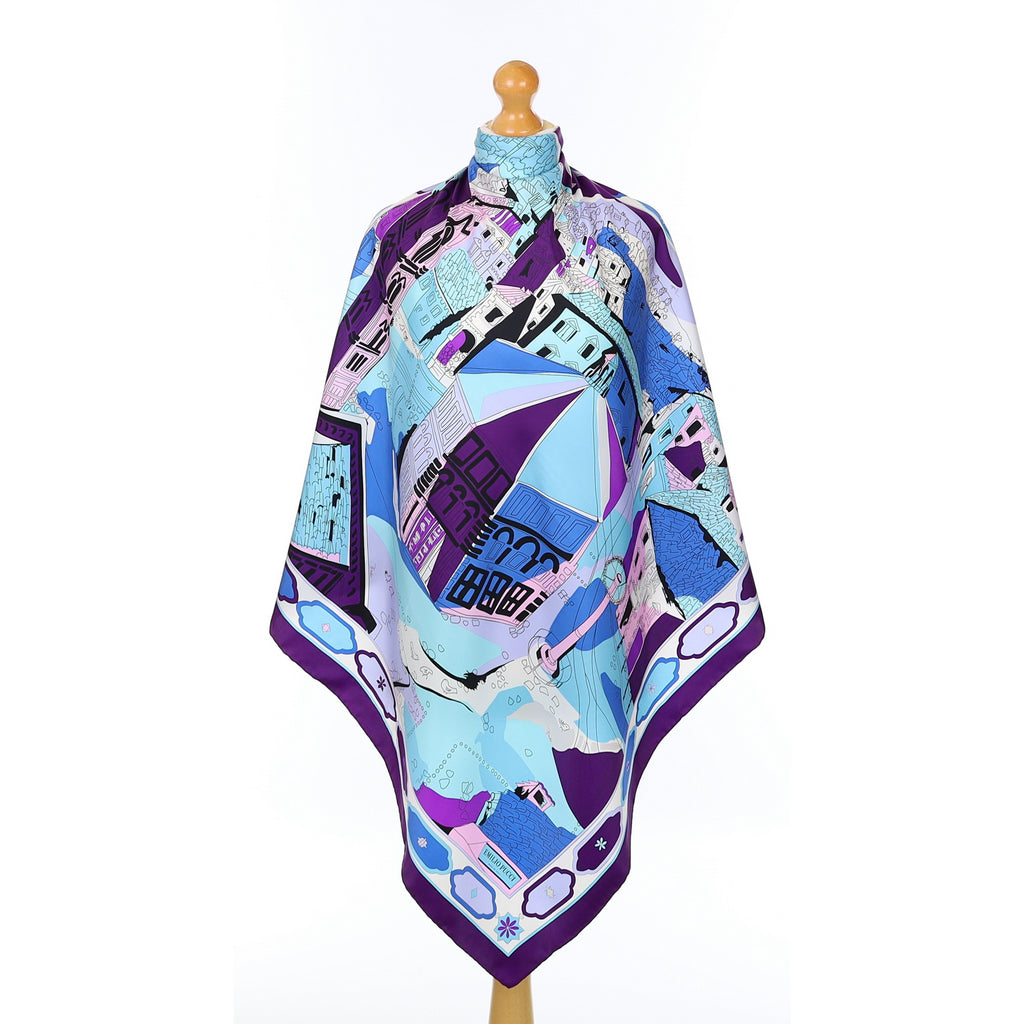 Unworn Emillio Pucci Blue and Purple Silk Scarf
