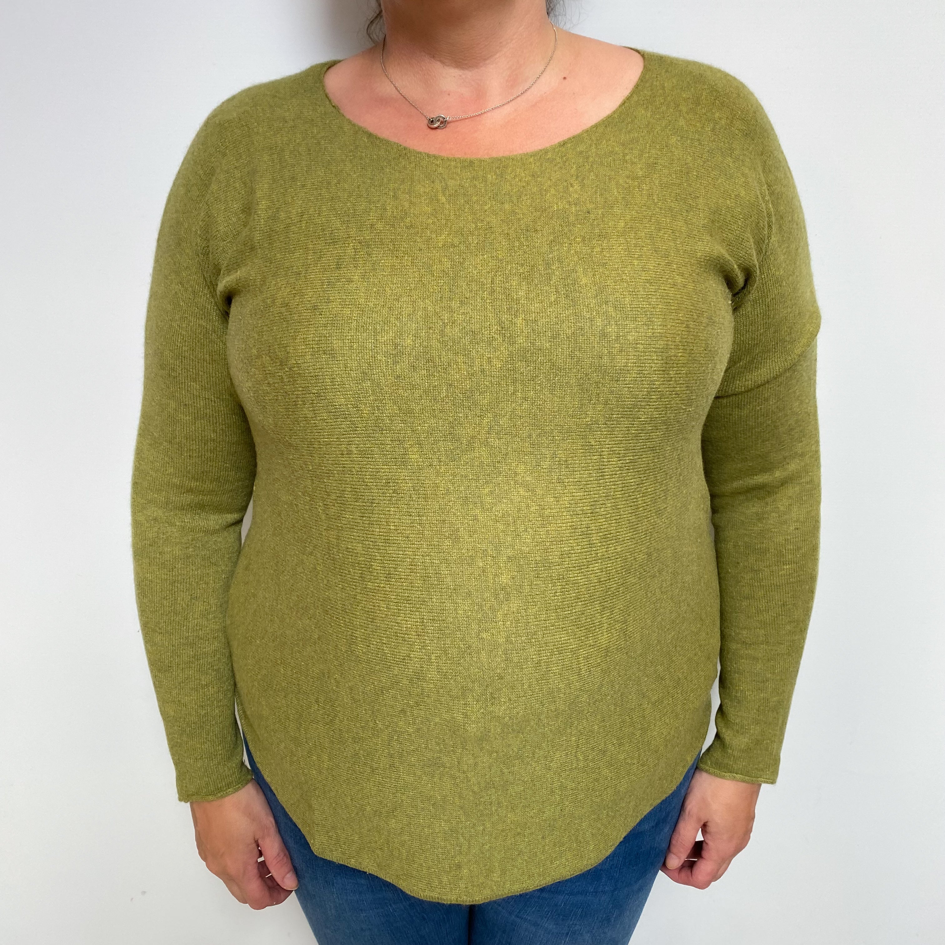 Moss Green Cashmere Boat Neck Jumper Extra Large