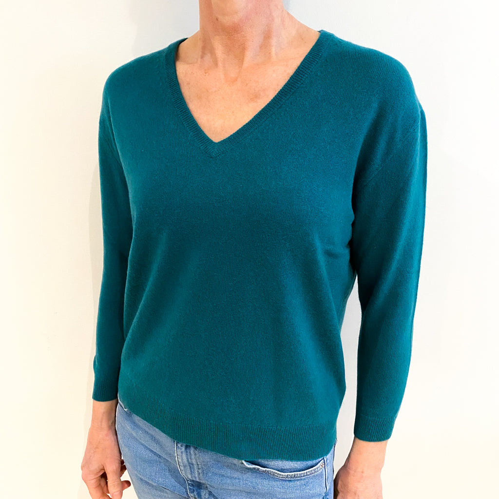 Lincoln Green Cashmere V Neck Jumper Small