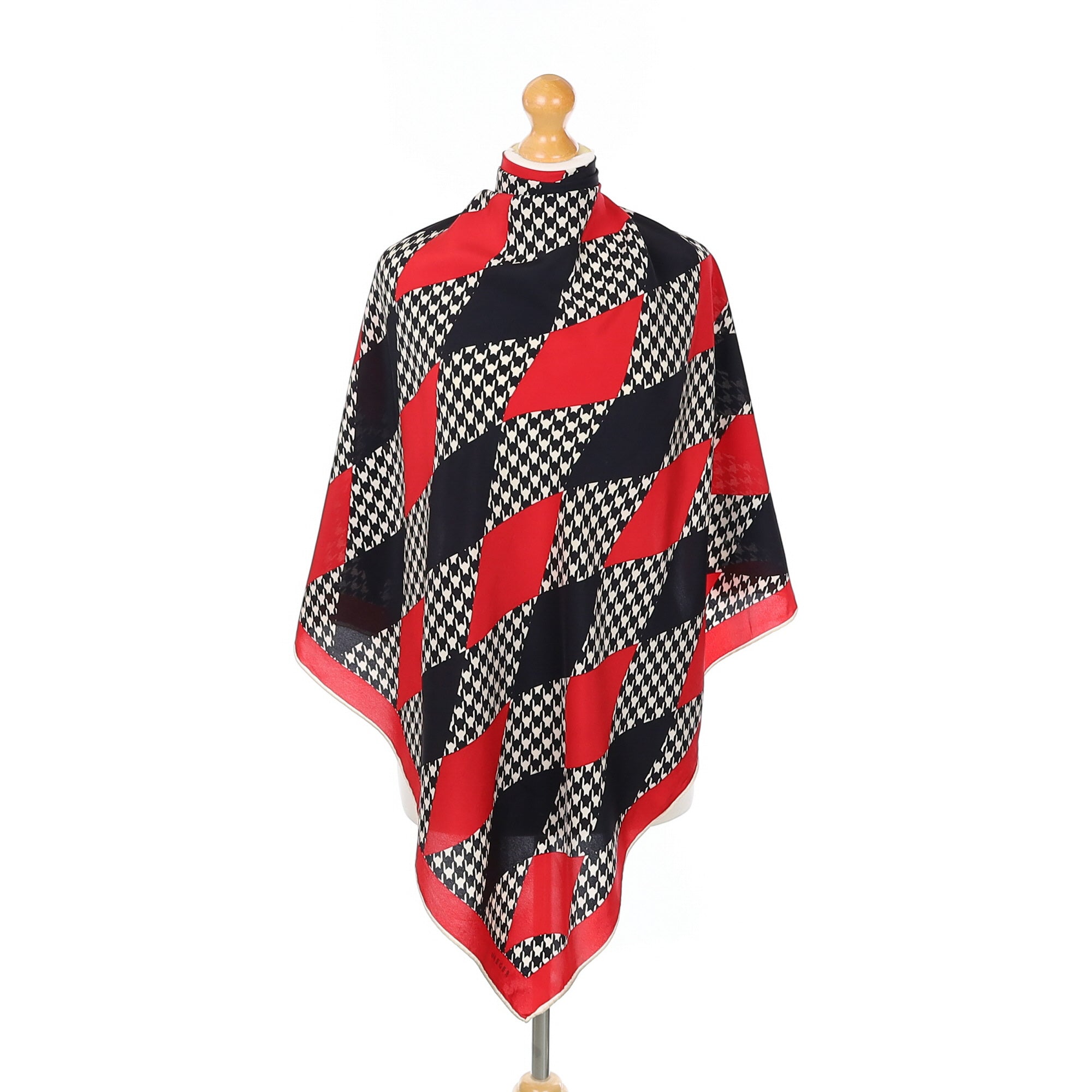 Jaeger Red and Black Diamond Vintage Silk Scarf