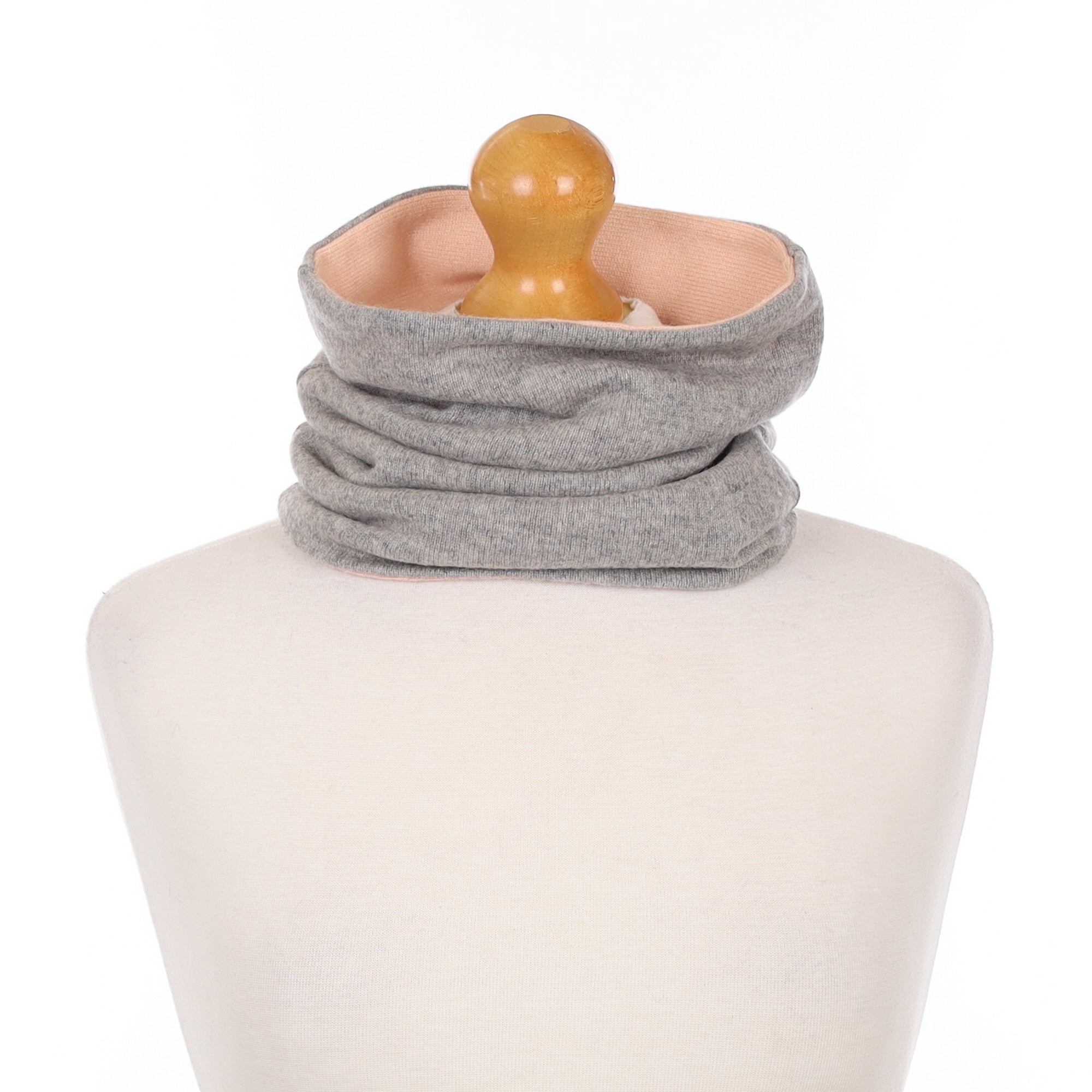 Mid Grey and Pink Double Layered Snood