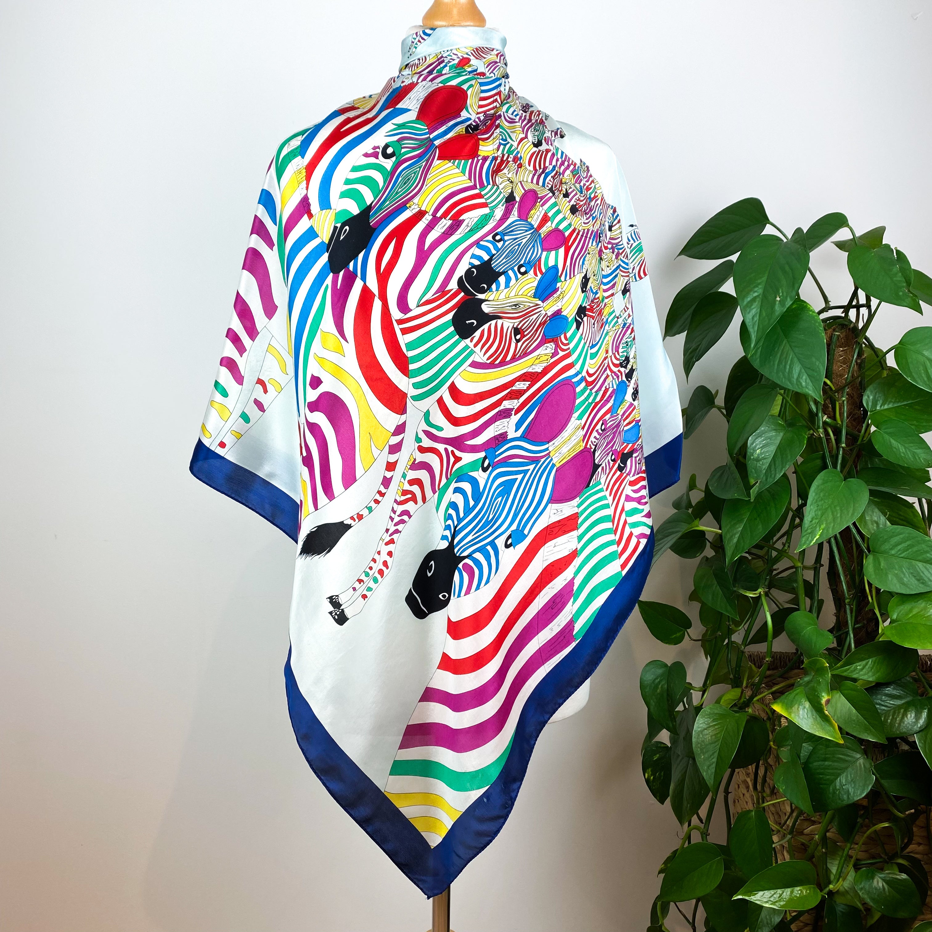 Large Colourful Zebra Silk Scarf
