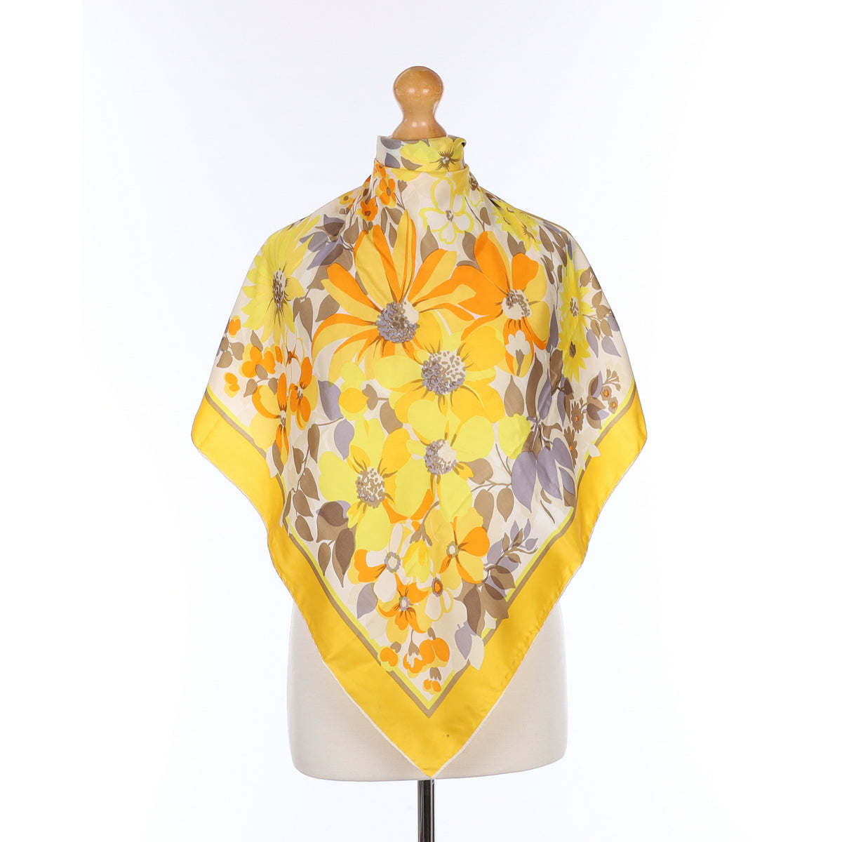Clifford Bond Orange Floral Vintage Silk Scarf