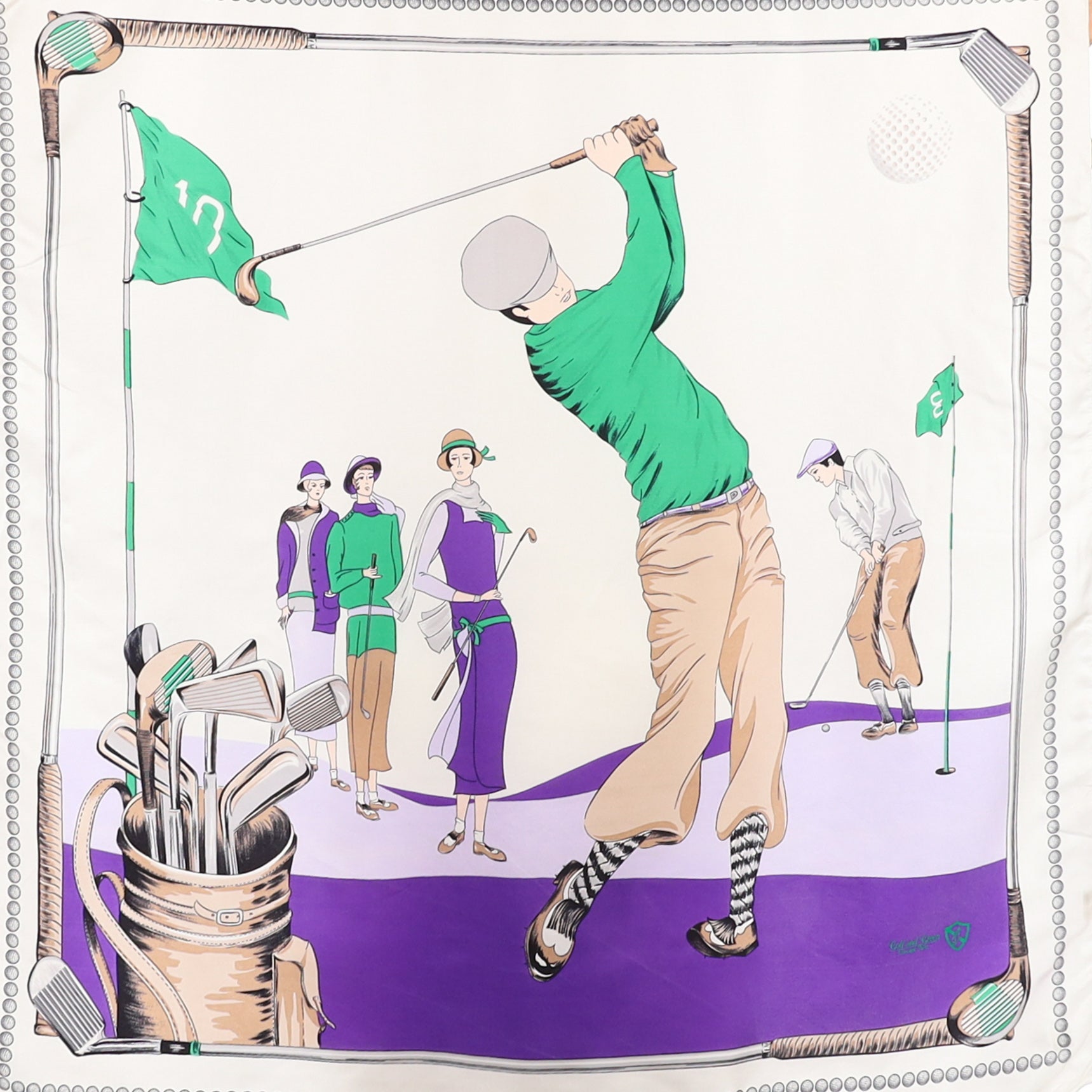 Golf Design Vintage Silk Scarf