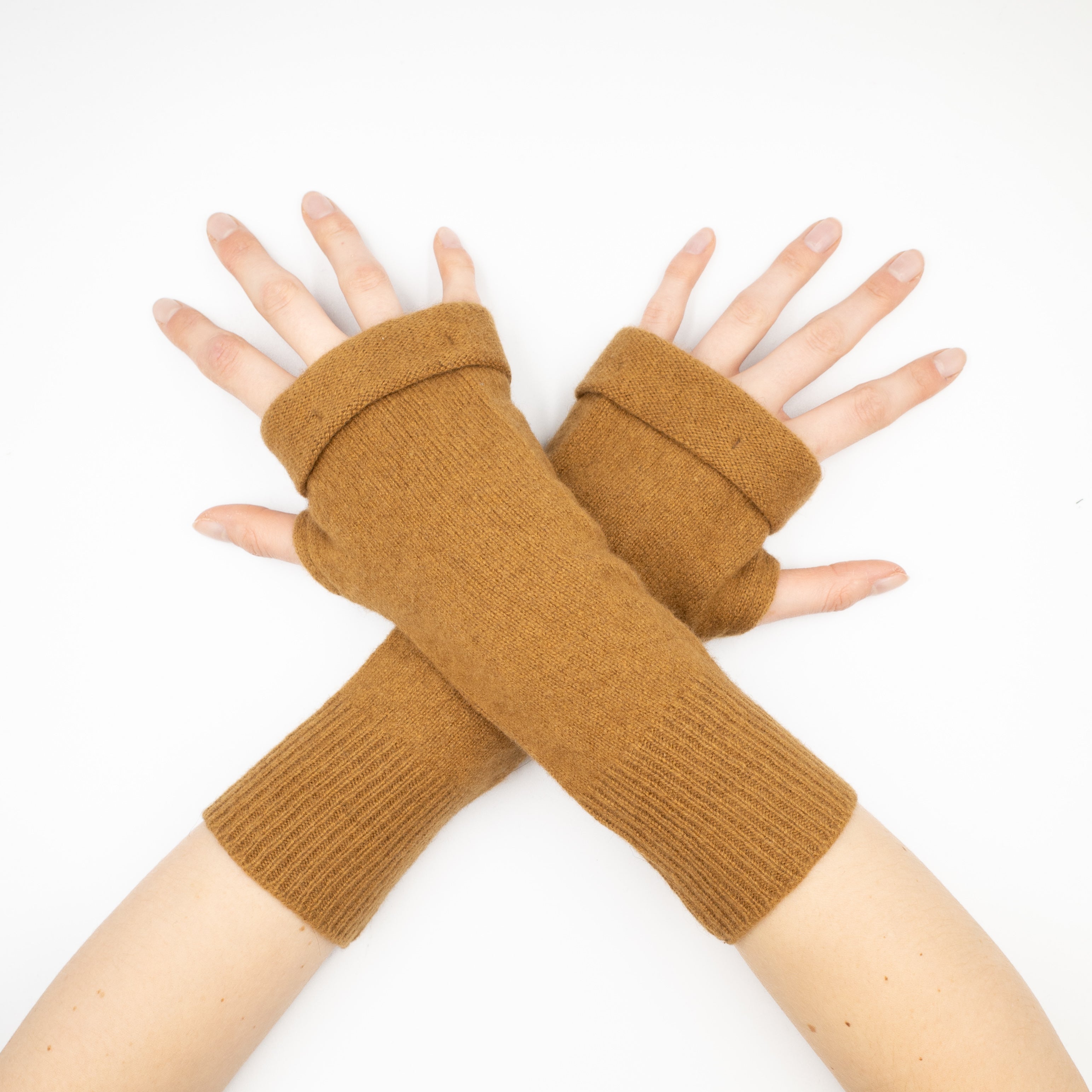 Dark Camel Brown Fingerless Gloves