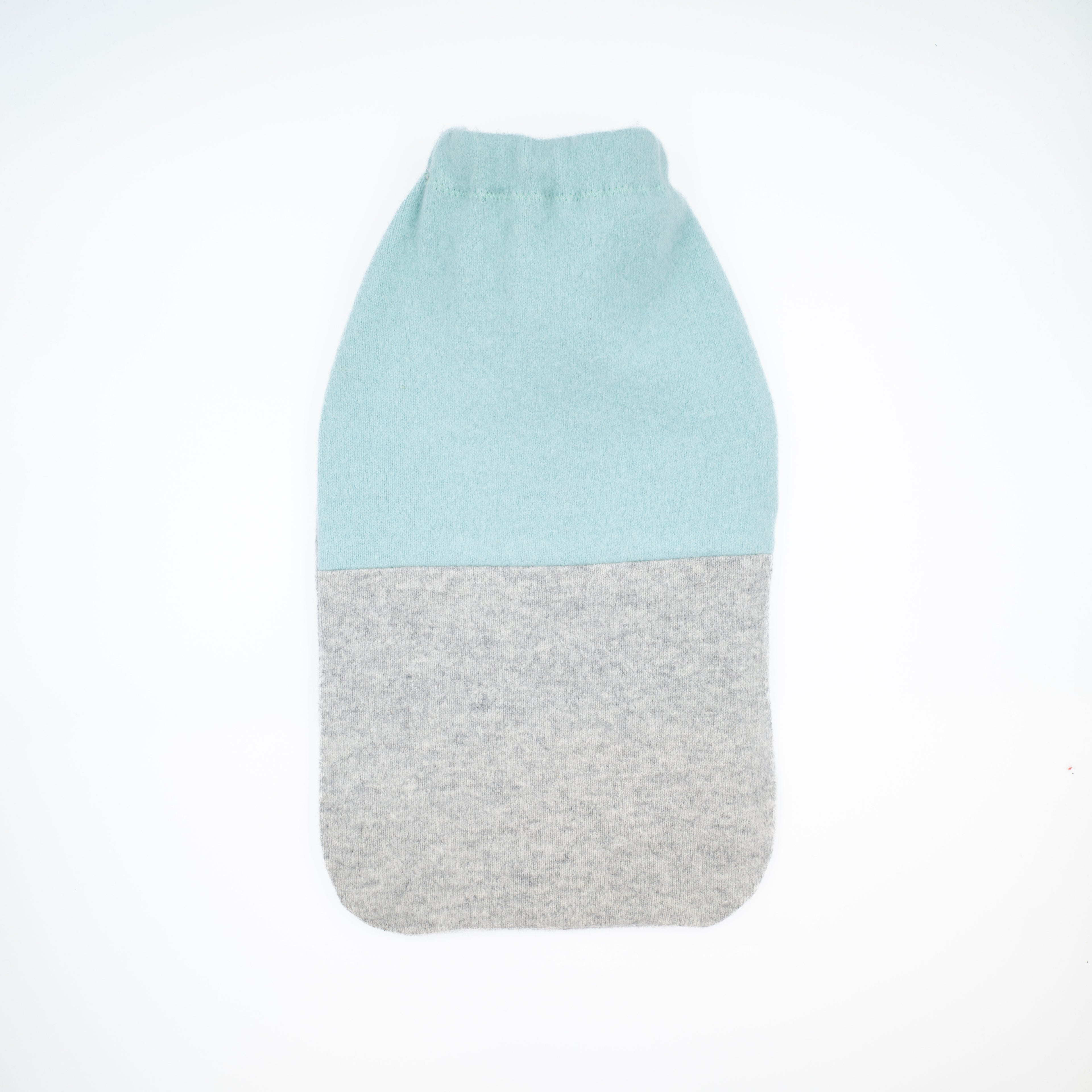 Aqua Blue and Pale Grey Cashmere Large Hot Water Bottle