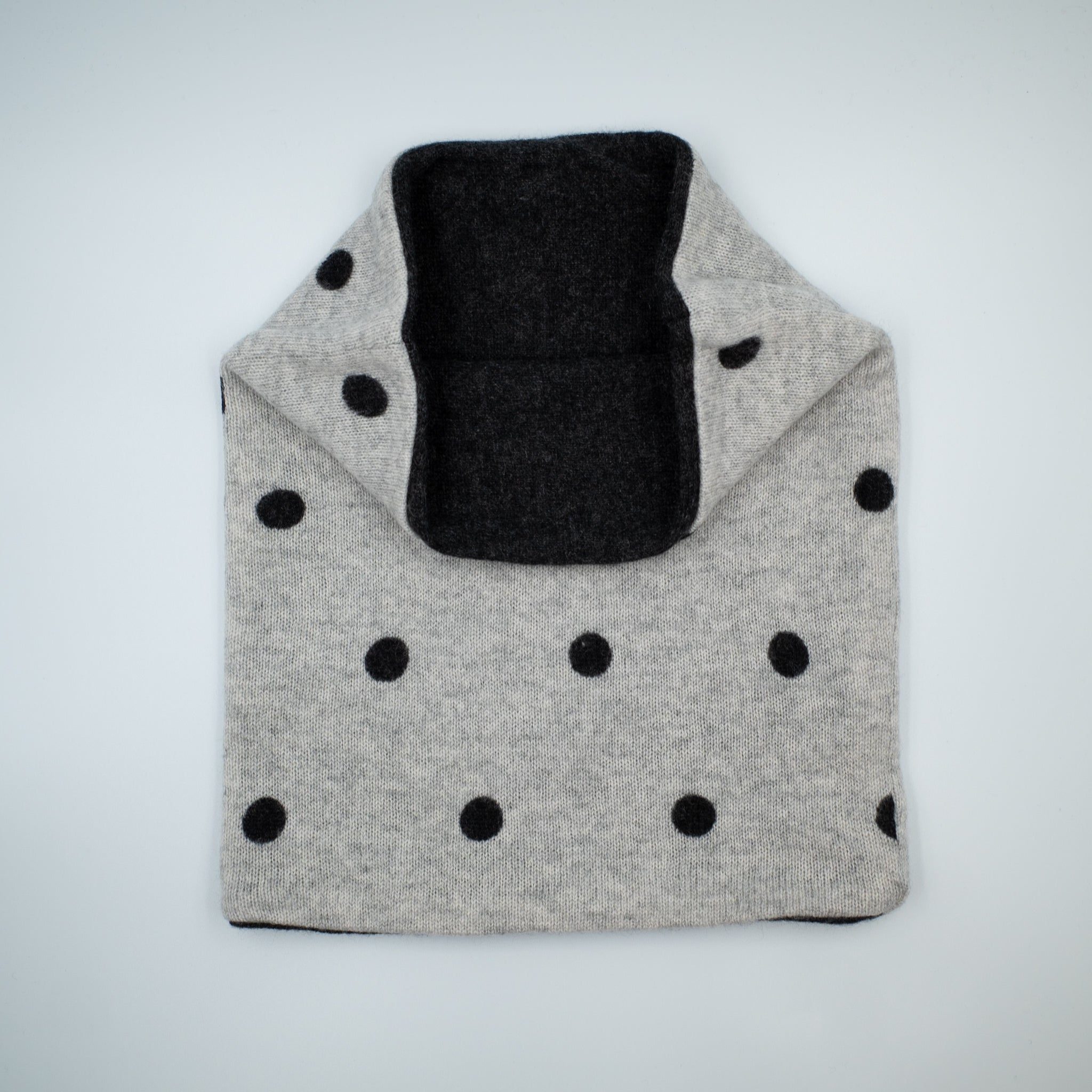 Pale Grey Spotty and Charcoal Luxury Double Layered Snood
