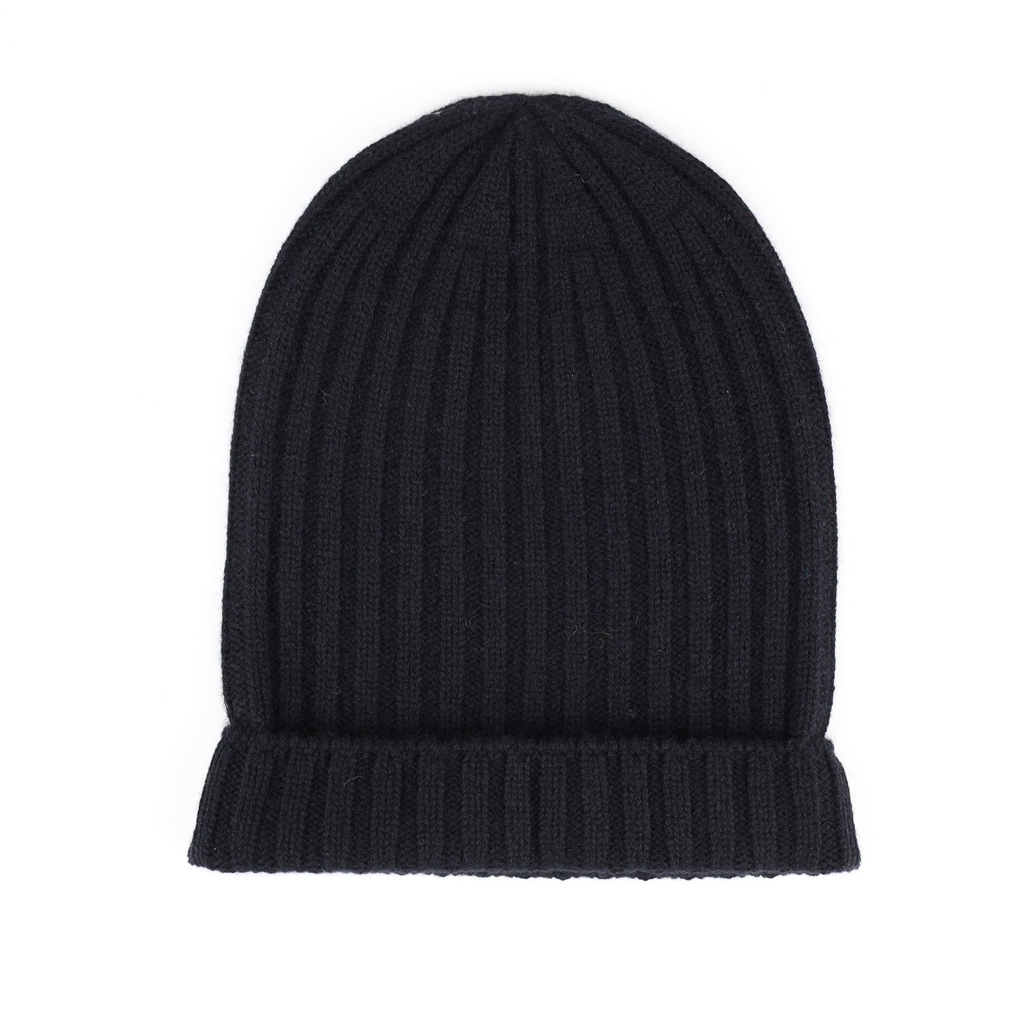 Scottish Black Chunky Cashmere Beanie Hat