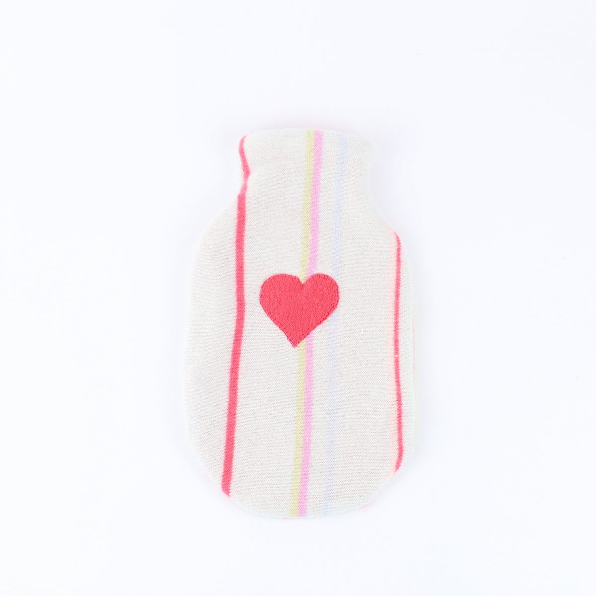 Oatmeal and Pastel Striped Cashmere Small Hot Water Bottle