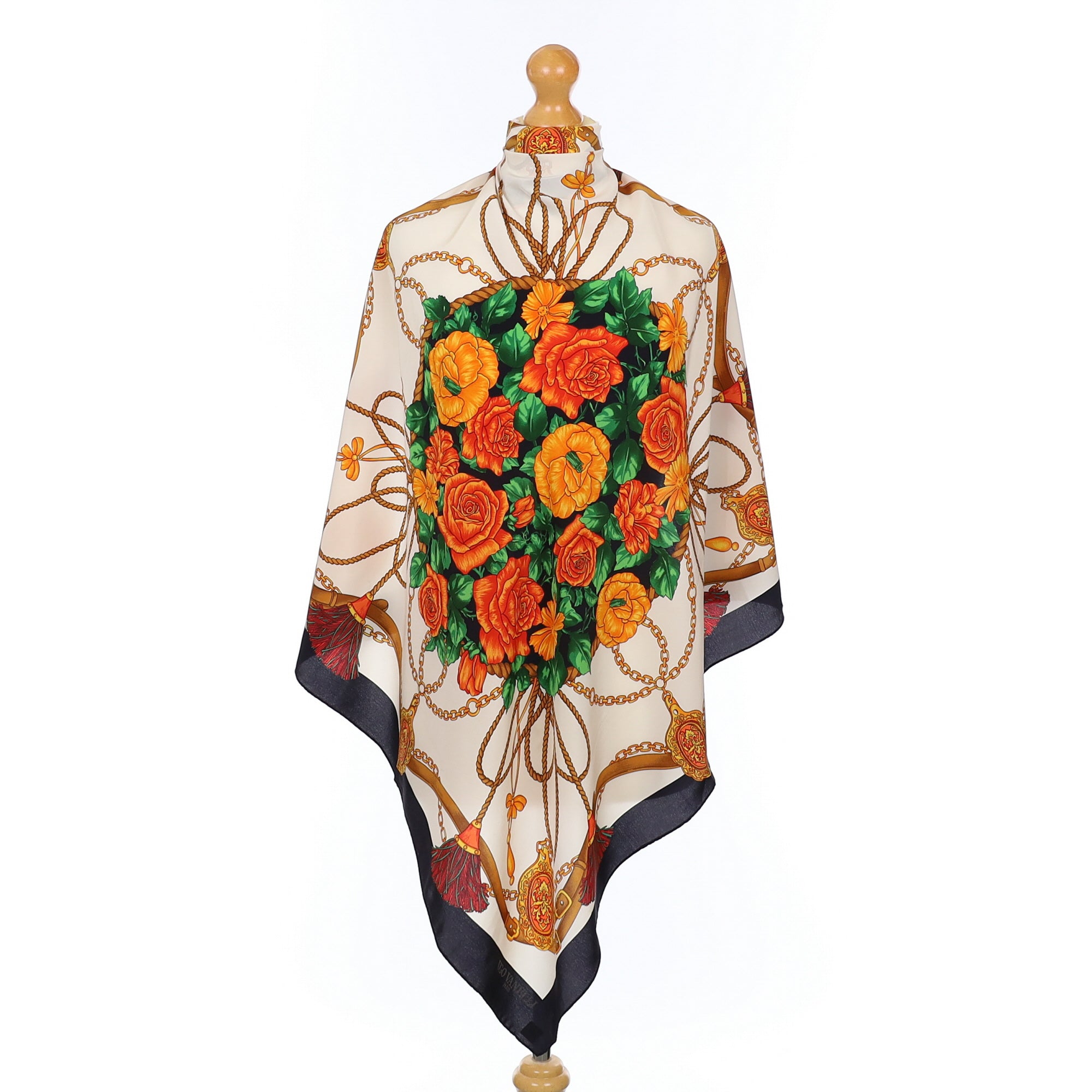 Italian Traditional Floral Silk Scarf
