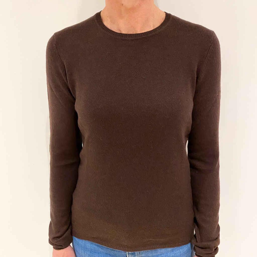 Chocolate Brown Cashmere Crew Neck Jumper Small
