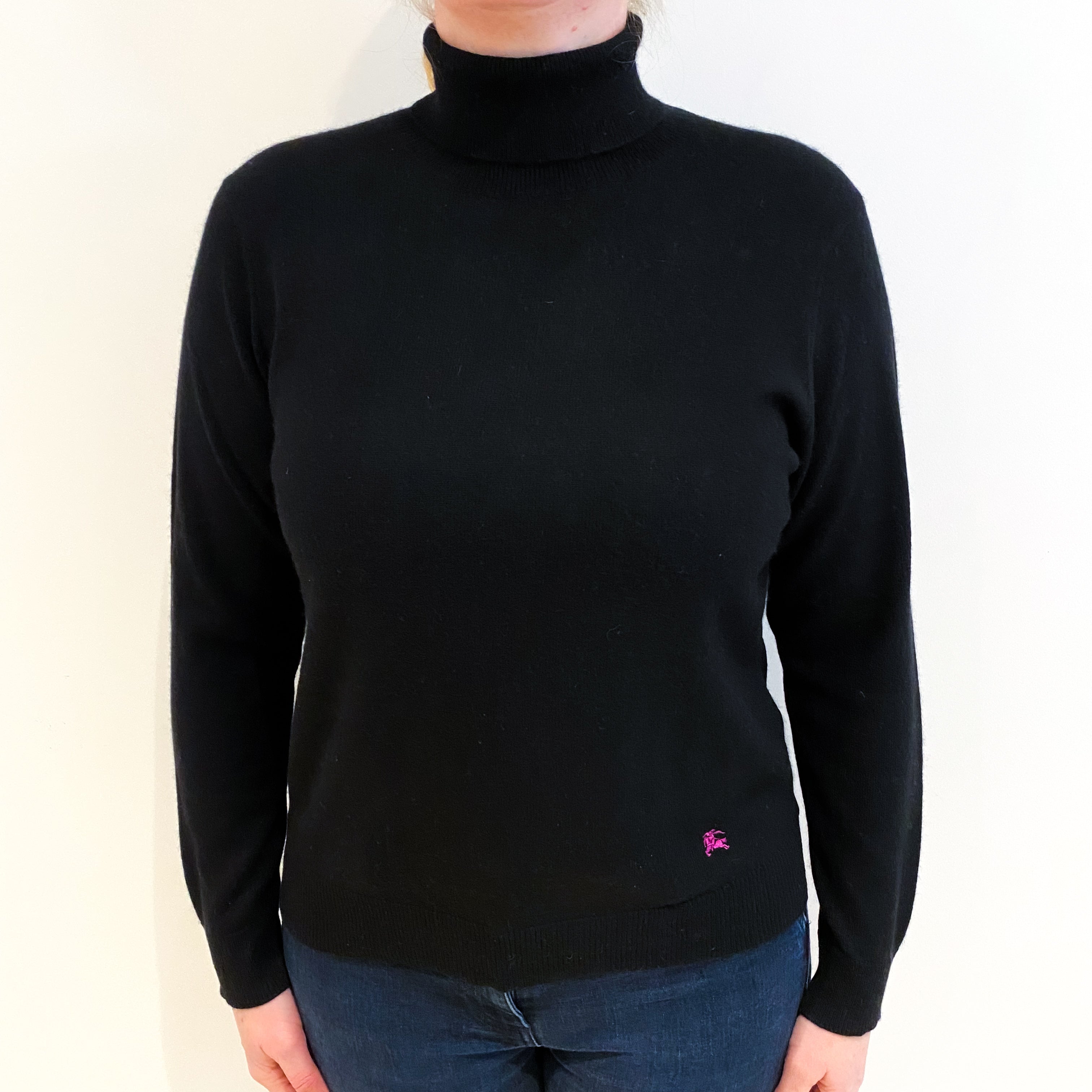 Burberry Black Cashmere Polo Neck Jumper Large