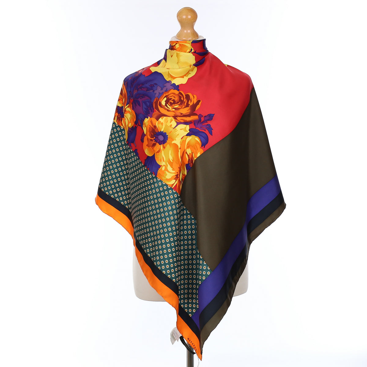 Brand New Weekend Max Mara Floral Geometric Design Silk Scarf