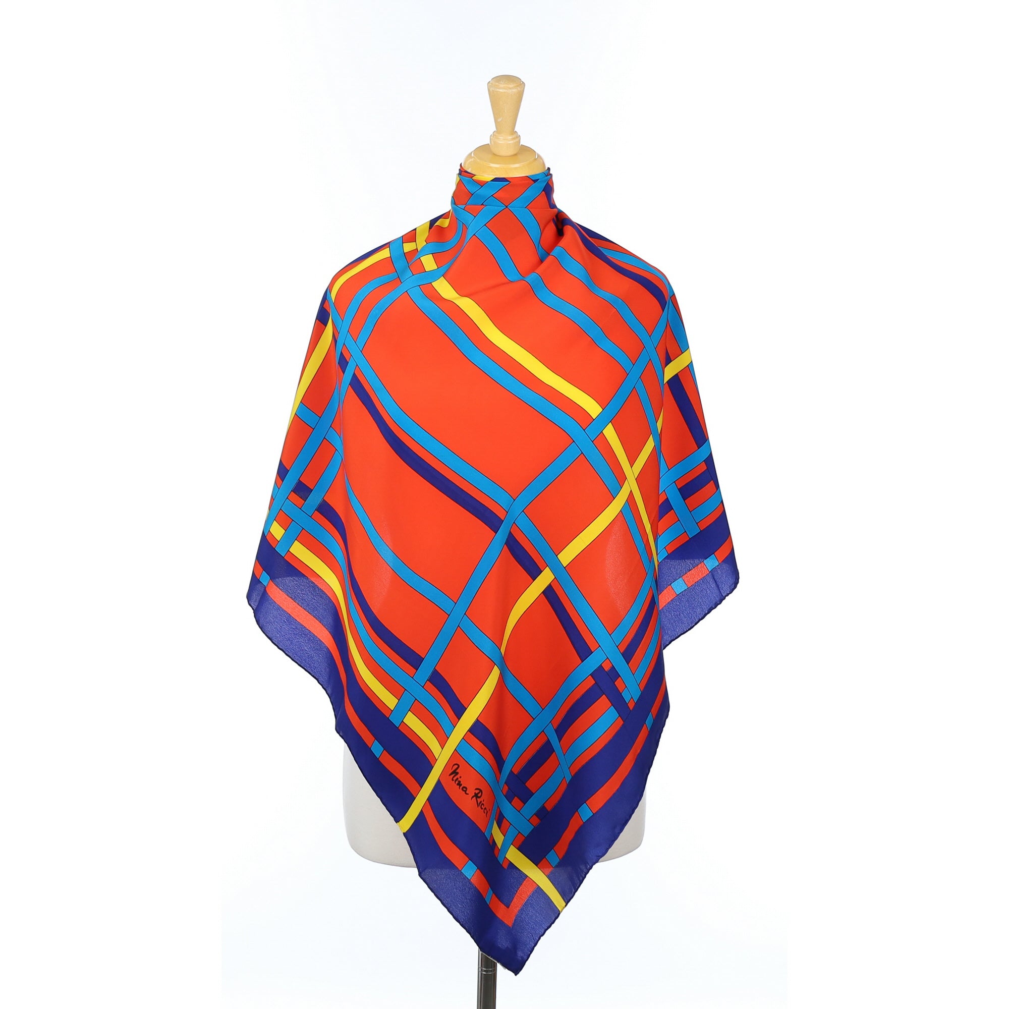 Nina Ricci Vintage Abstract Striped Silk Scarf