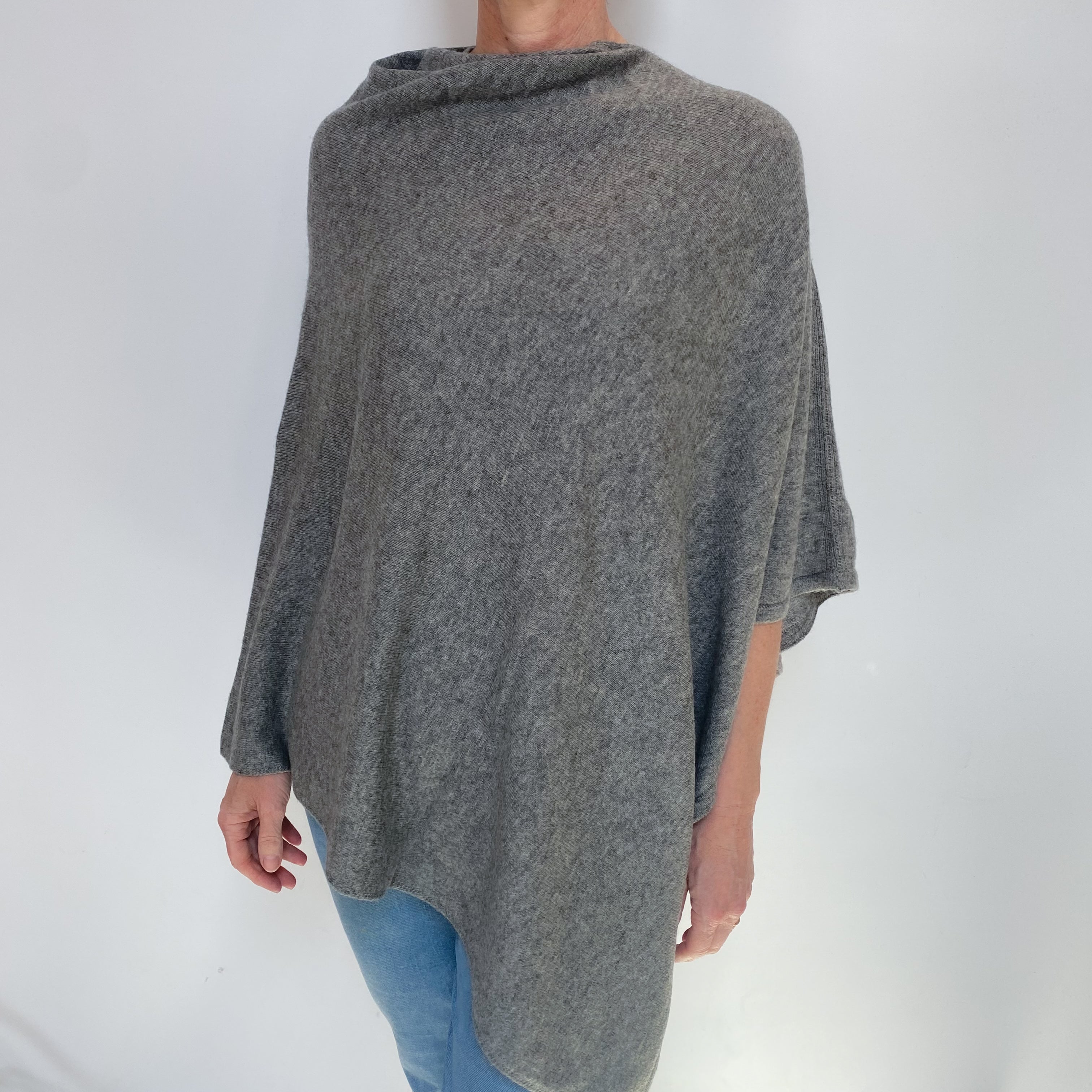 Slate Grey Cashmere Poncho Large