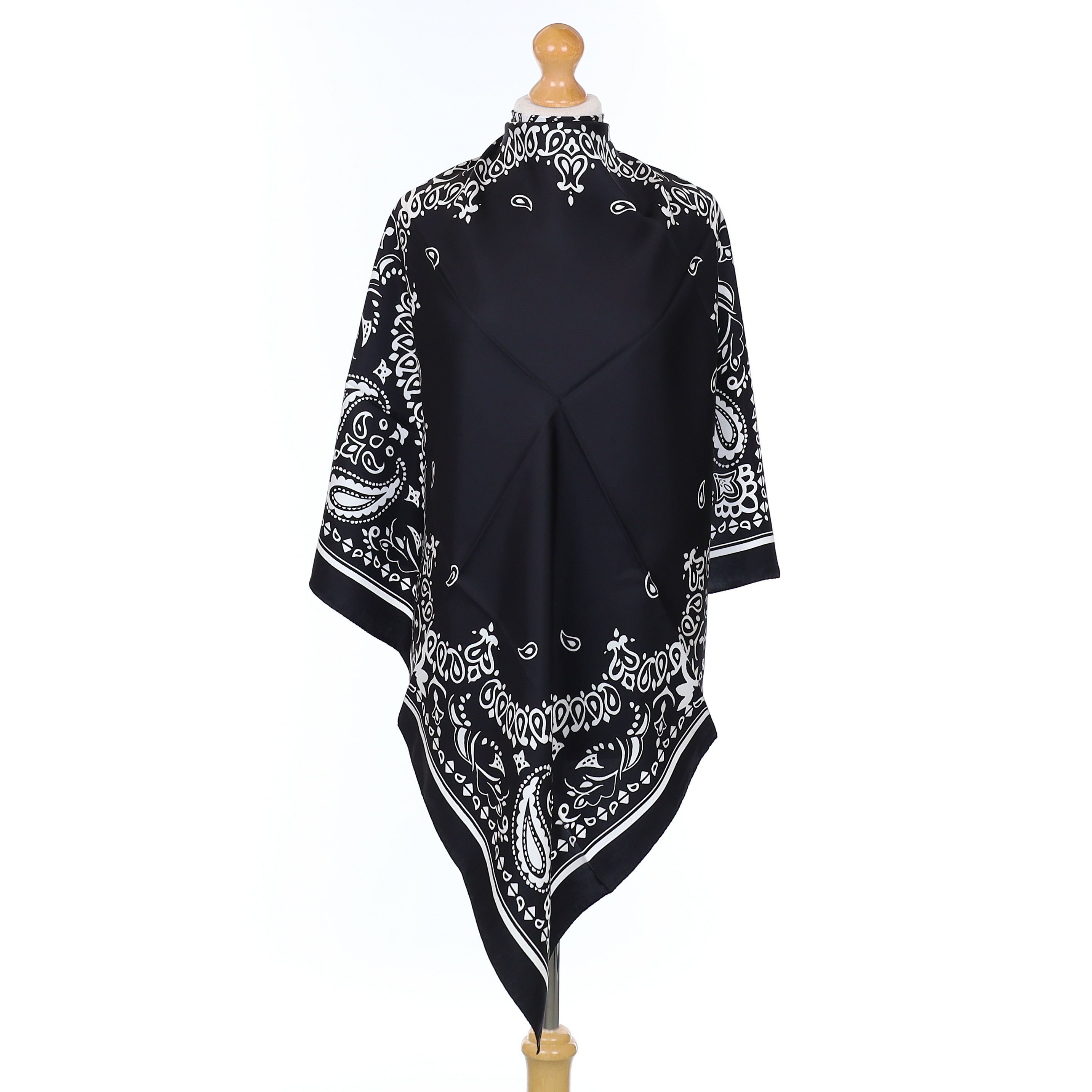 Brand New Italian Black Bandana Style Silk Scarf