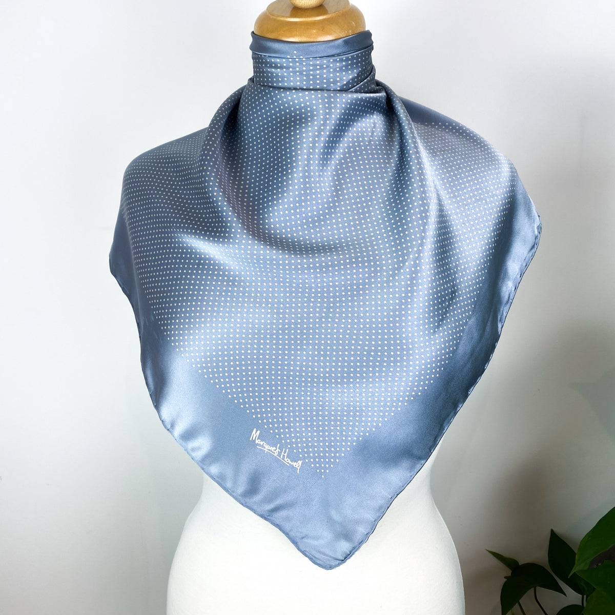 Margaret Howell Dove Grey Spotty Silk Scarf