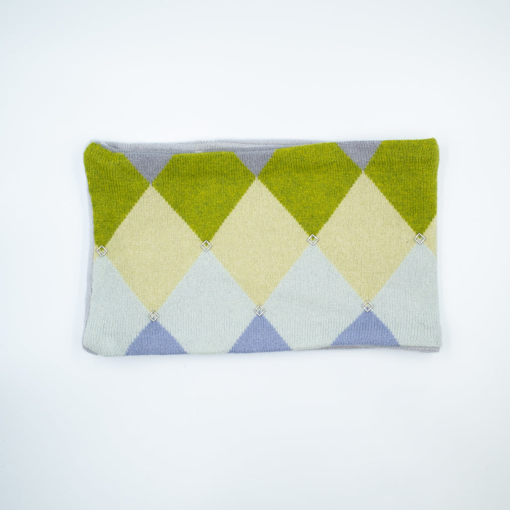 Ice Blue and Green Diamond Neck Warmer