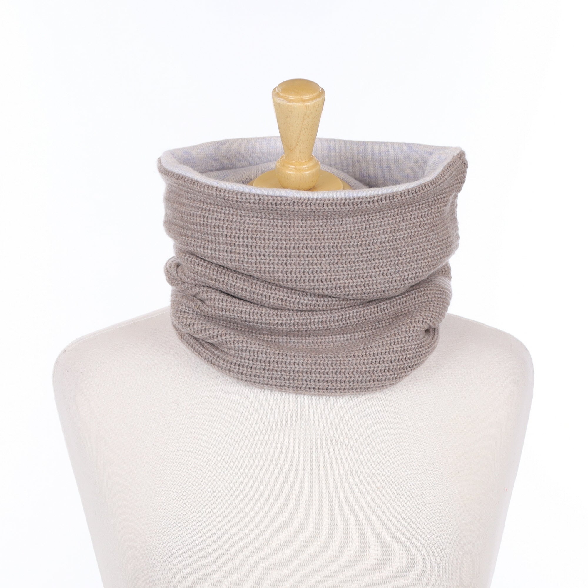 Mink Ribbed and Ice Blue Luxury Double Layered Snood
