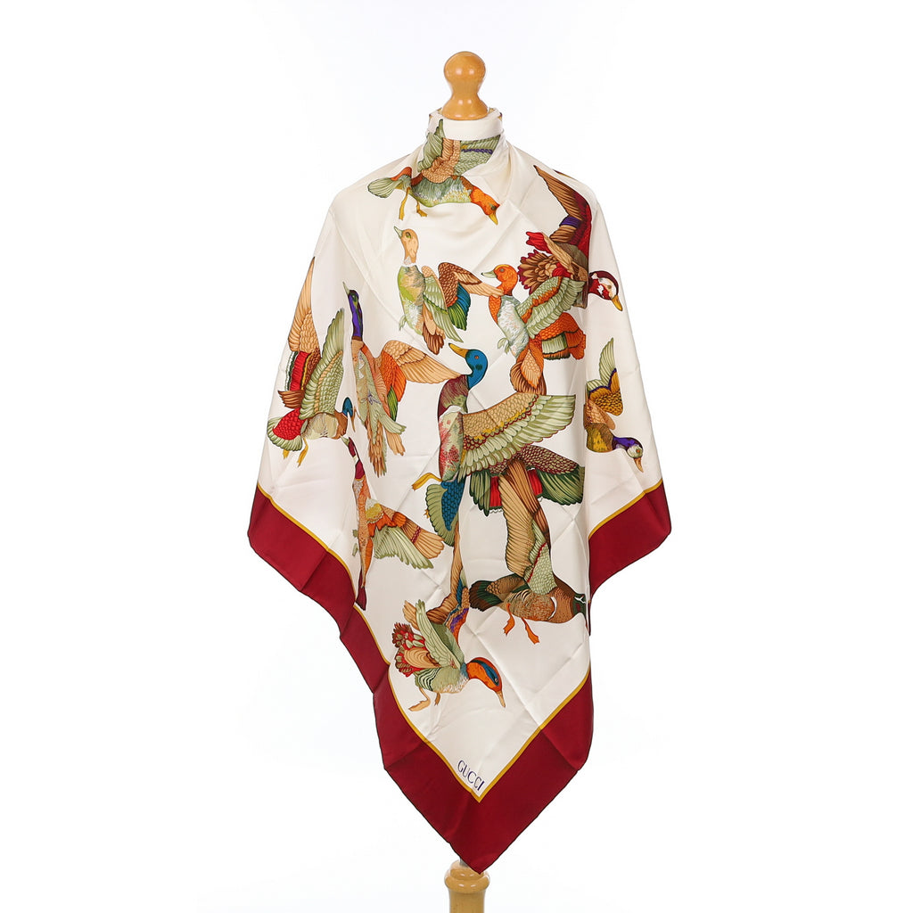 Brand New Gucci Bird Design Silk Scarf