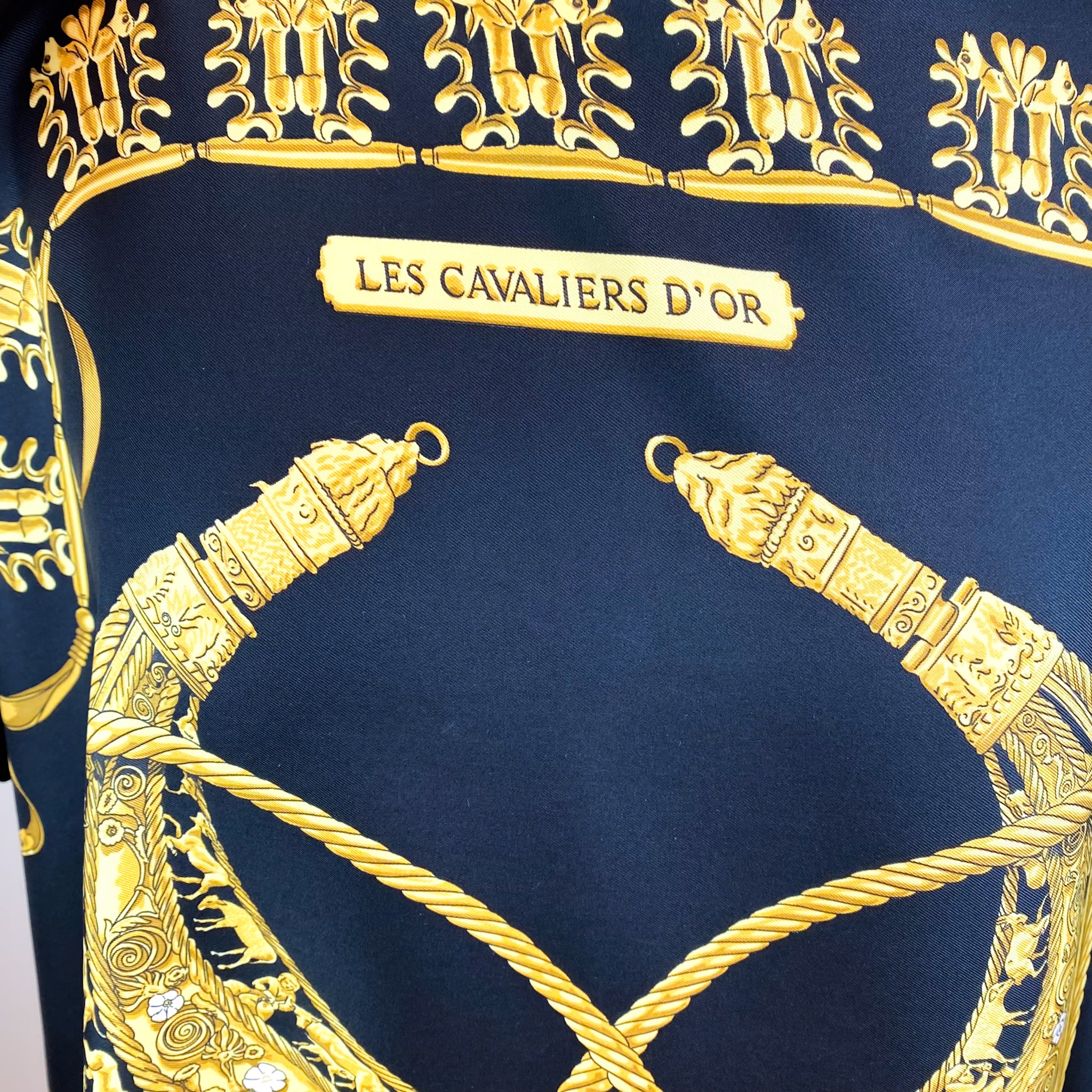 Boxed Hermes Les Cavaliers d’Or Vintage Silk Scarf