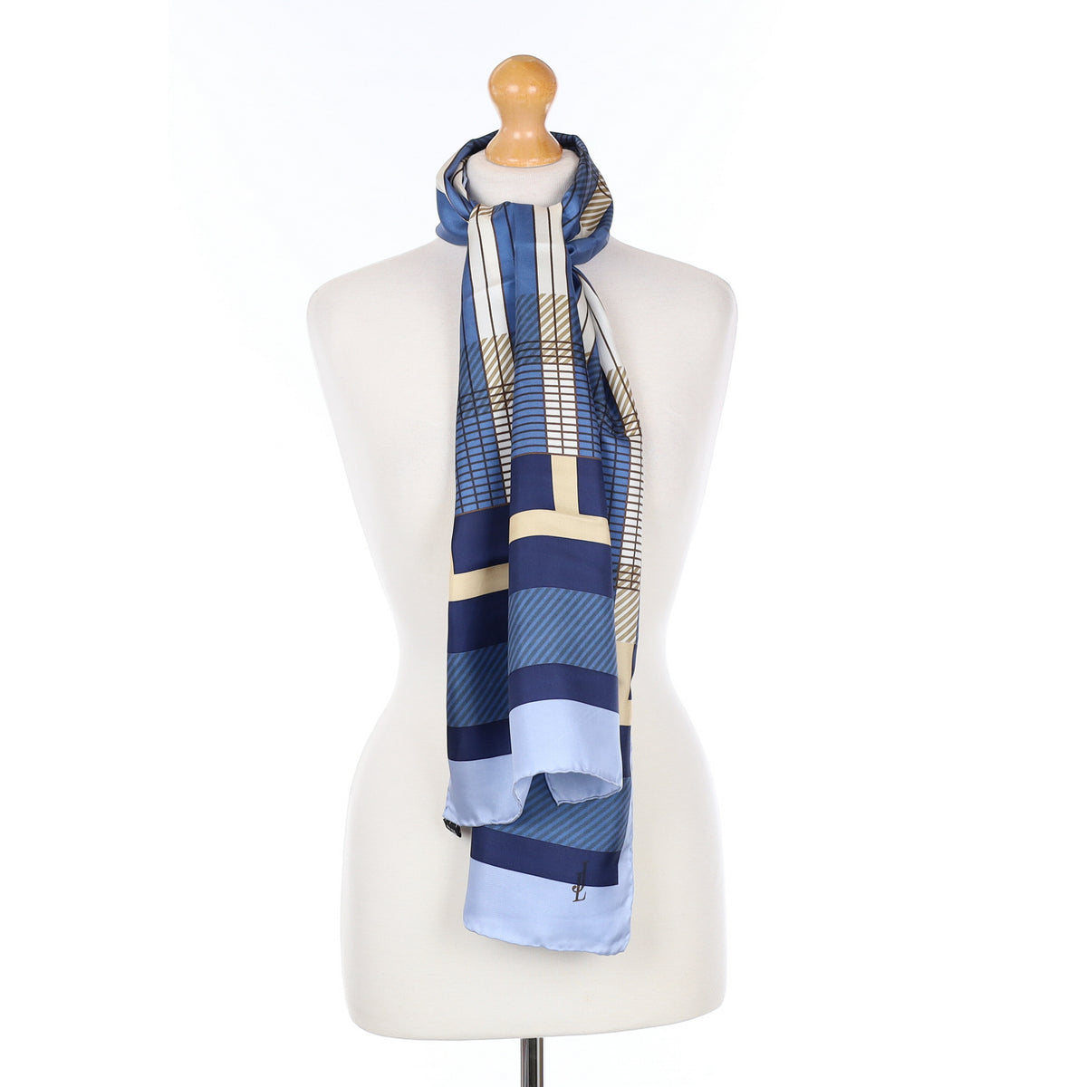 Brand New Blue Striped Silk Scarf