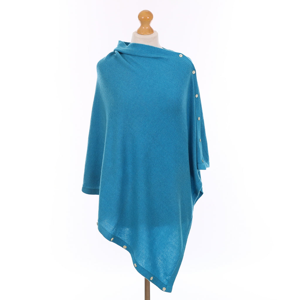 Turquoise Blue Cashmere Poncho/Wrap One Size