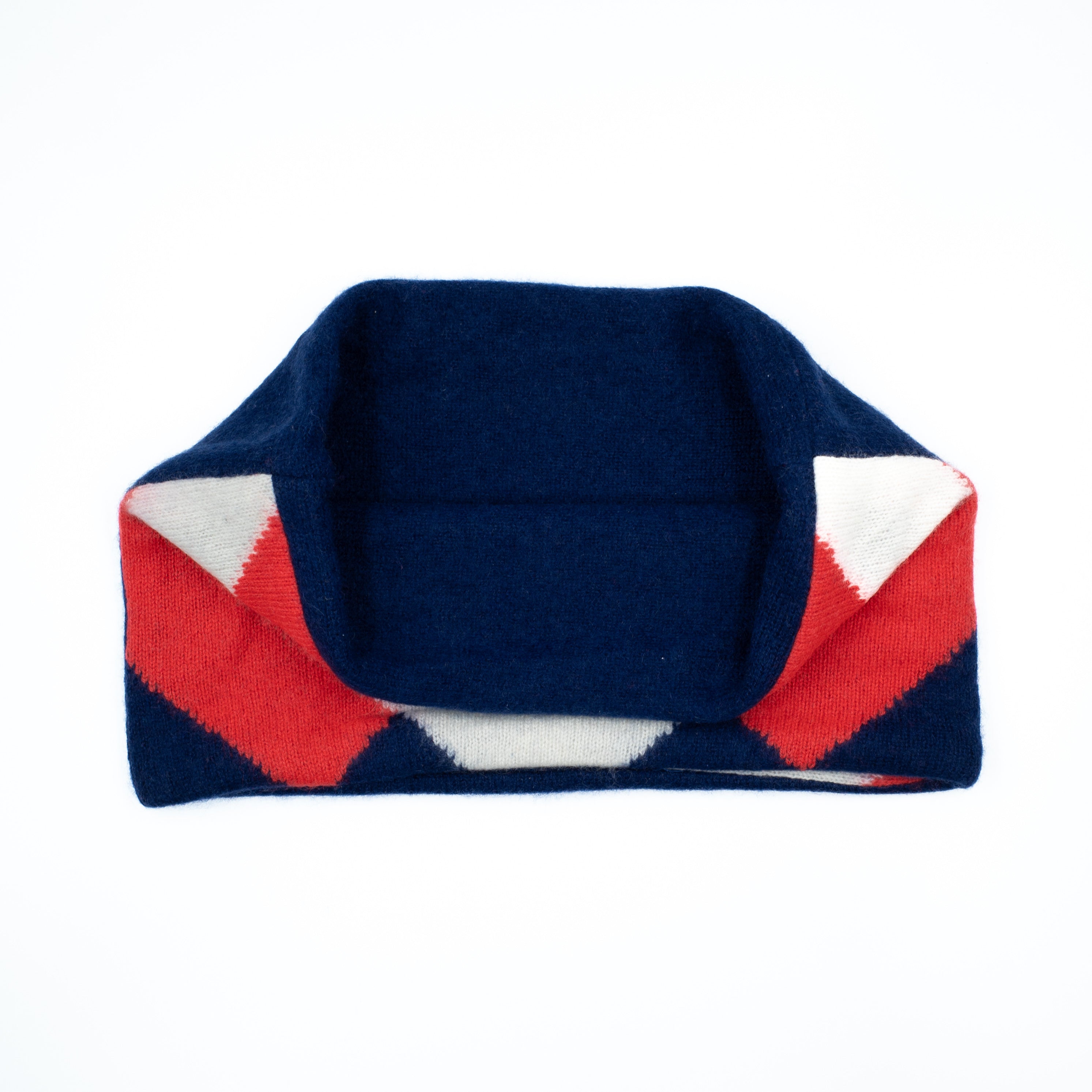 Navy, Tomato Orange and Cream Patterned Neck Warmer