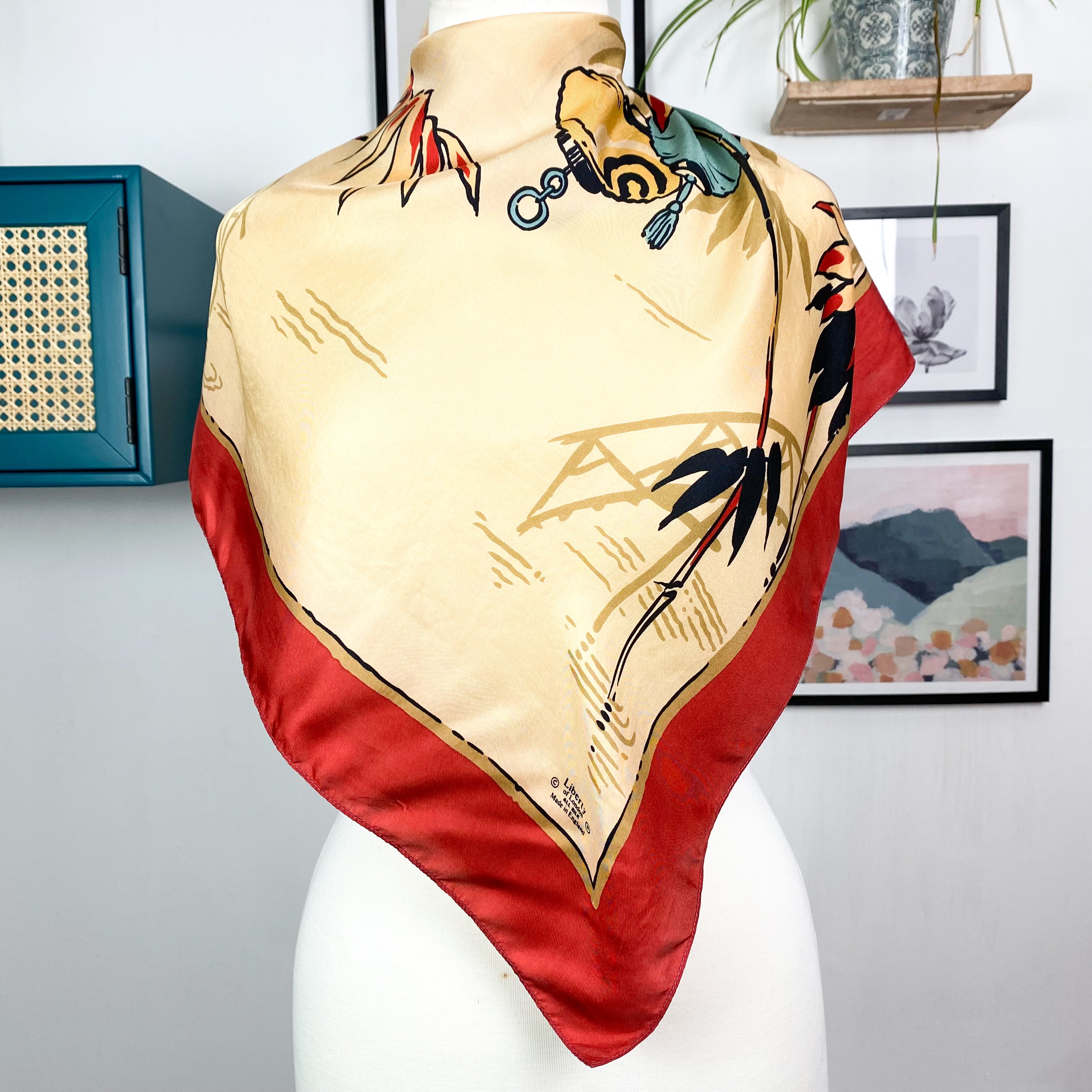 Liberty 1970s Small Vintage Silk Scarf