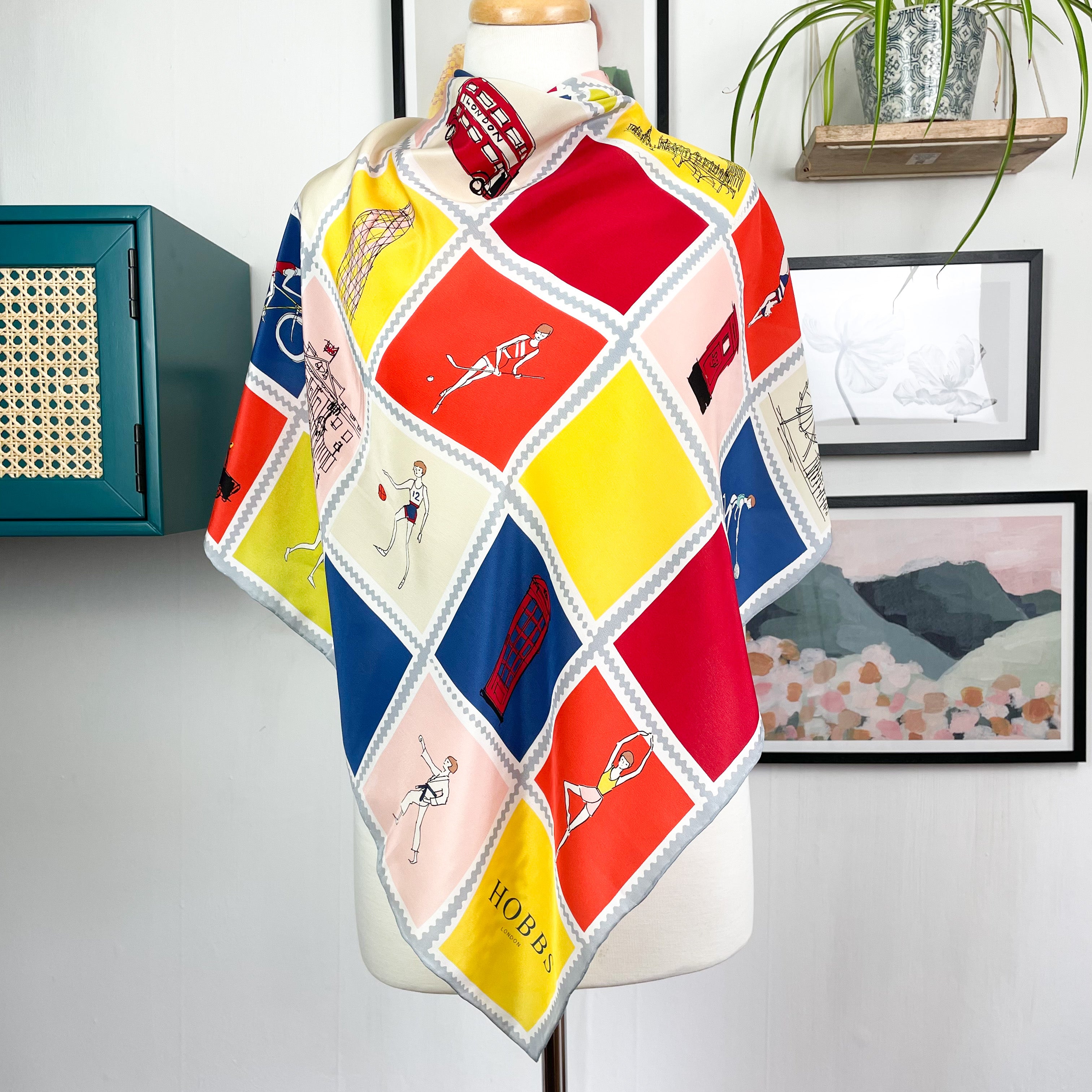 Large Hobbs London Scenes Silk Scarf