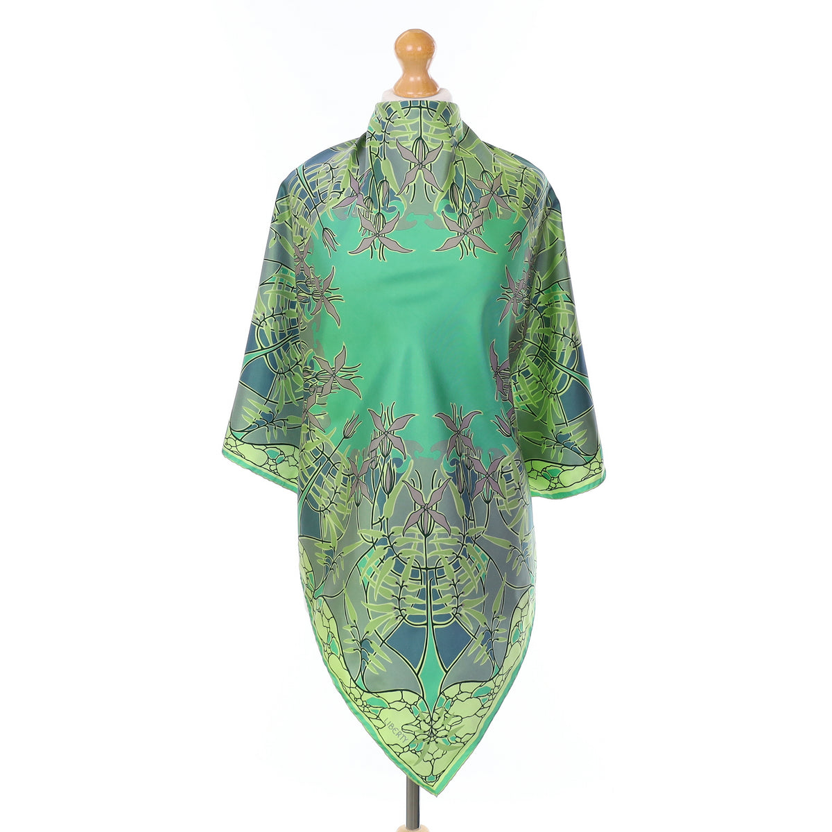 Liberty Green Contemporary Floral Vintage Silk Scarf