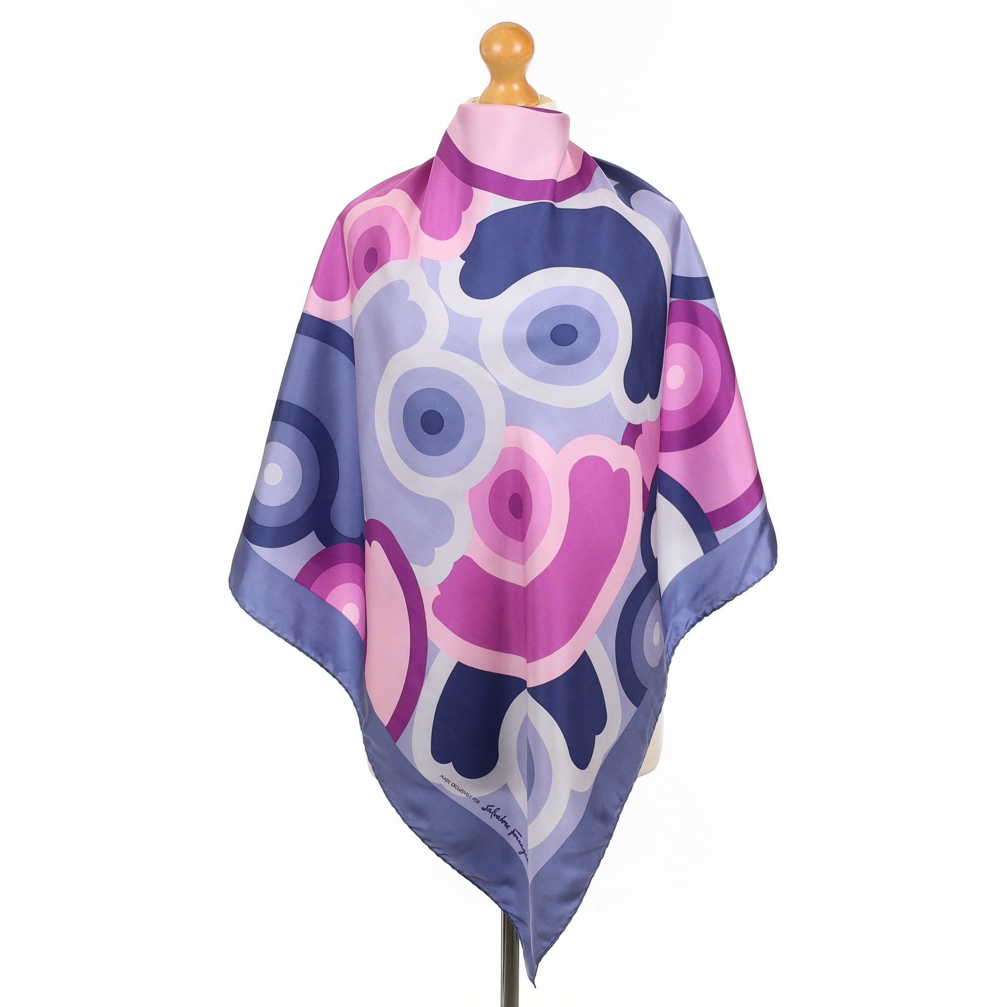Salvatore Ferragamo Purple and Pink Patterned Silk Scarf
