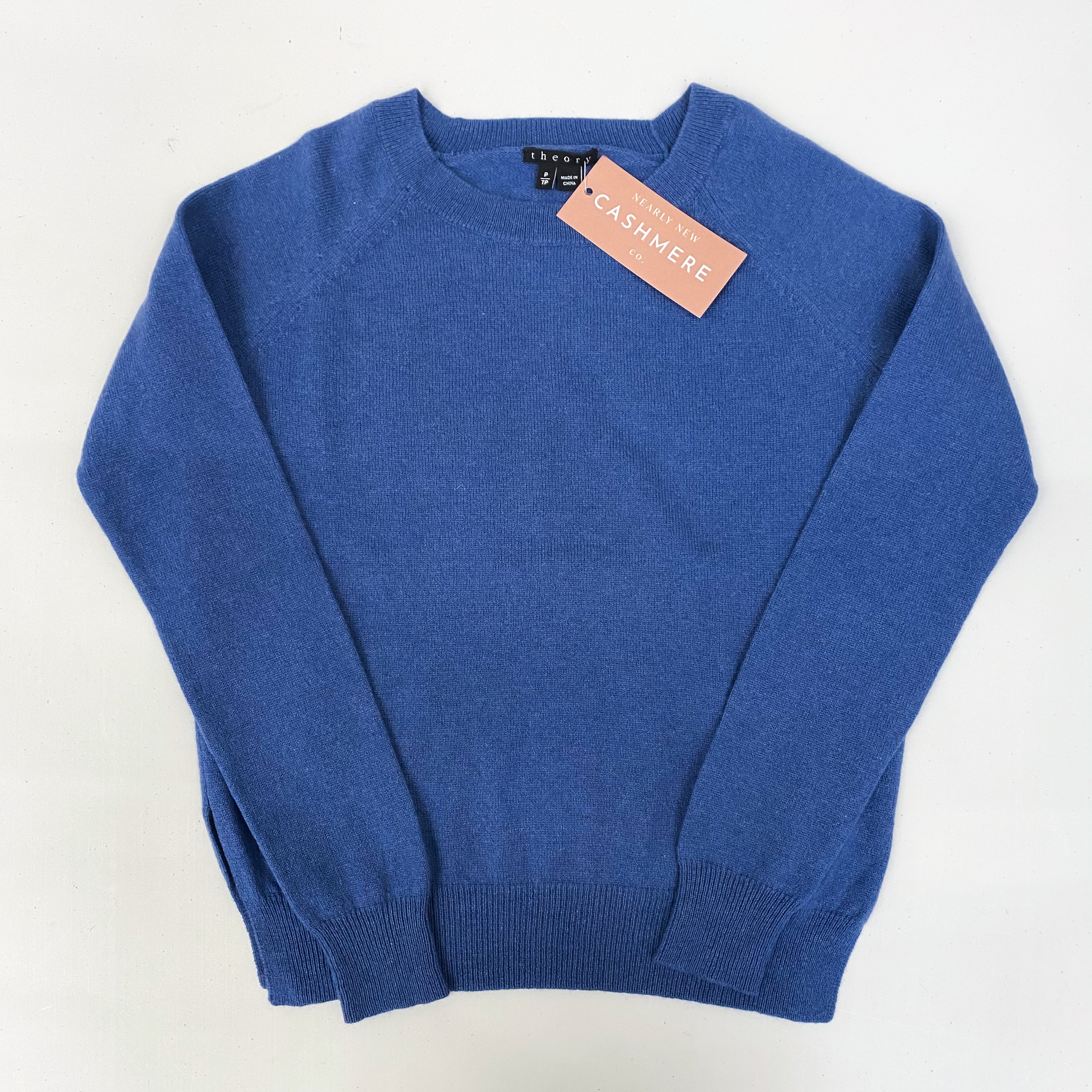 Children’s Denim Blue Cashmere Split Hem Crew Neck Jumper Age 10