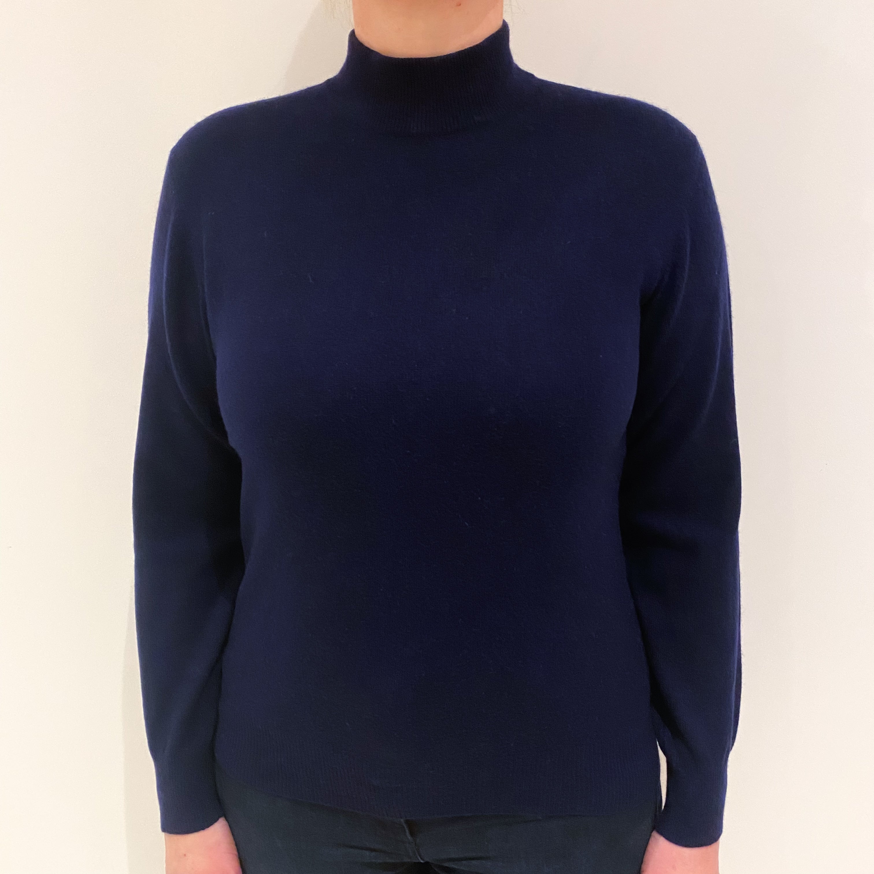 Midnight Blue Cashmere Turtle Neck Jumper Large