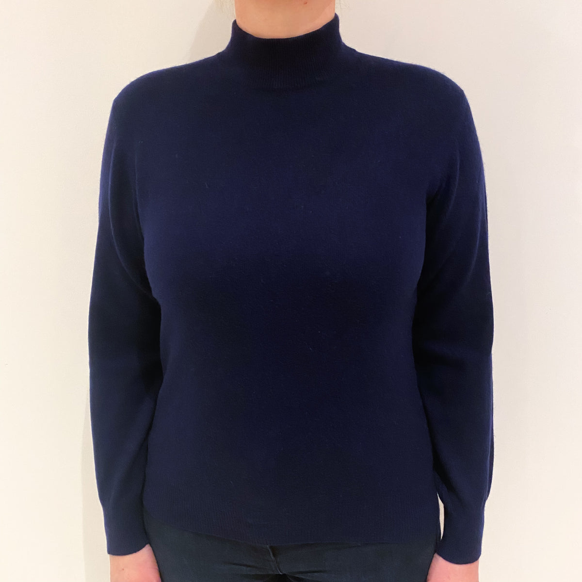 Midnight Blue Cashmere Turtle Neck Jumper Large